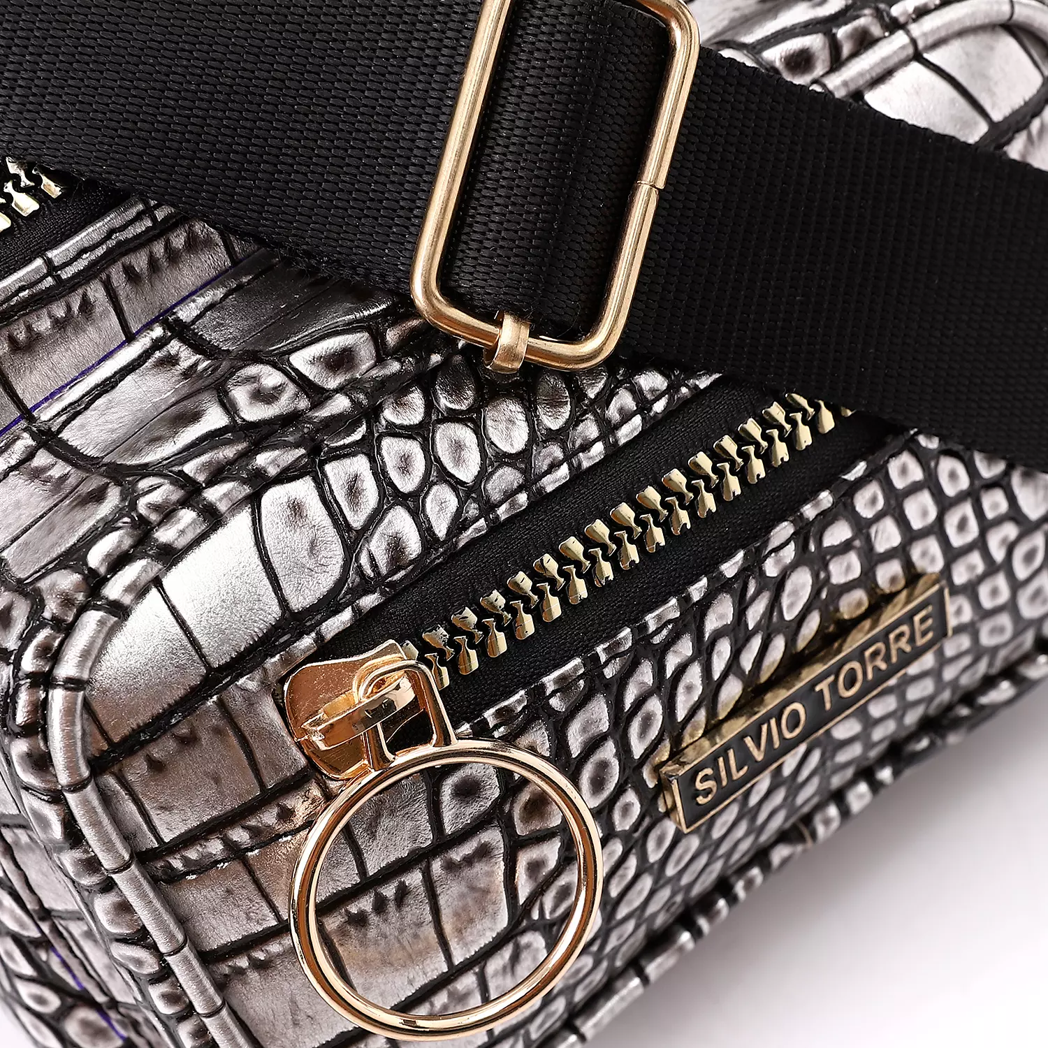Shiny Snake Leather Super Waist Bag-Silver 4