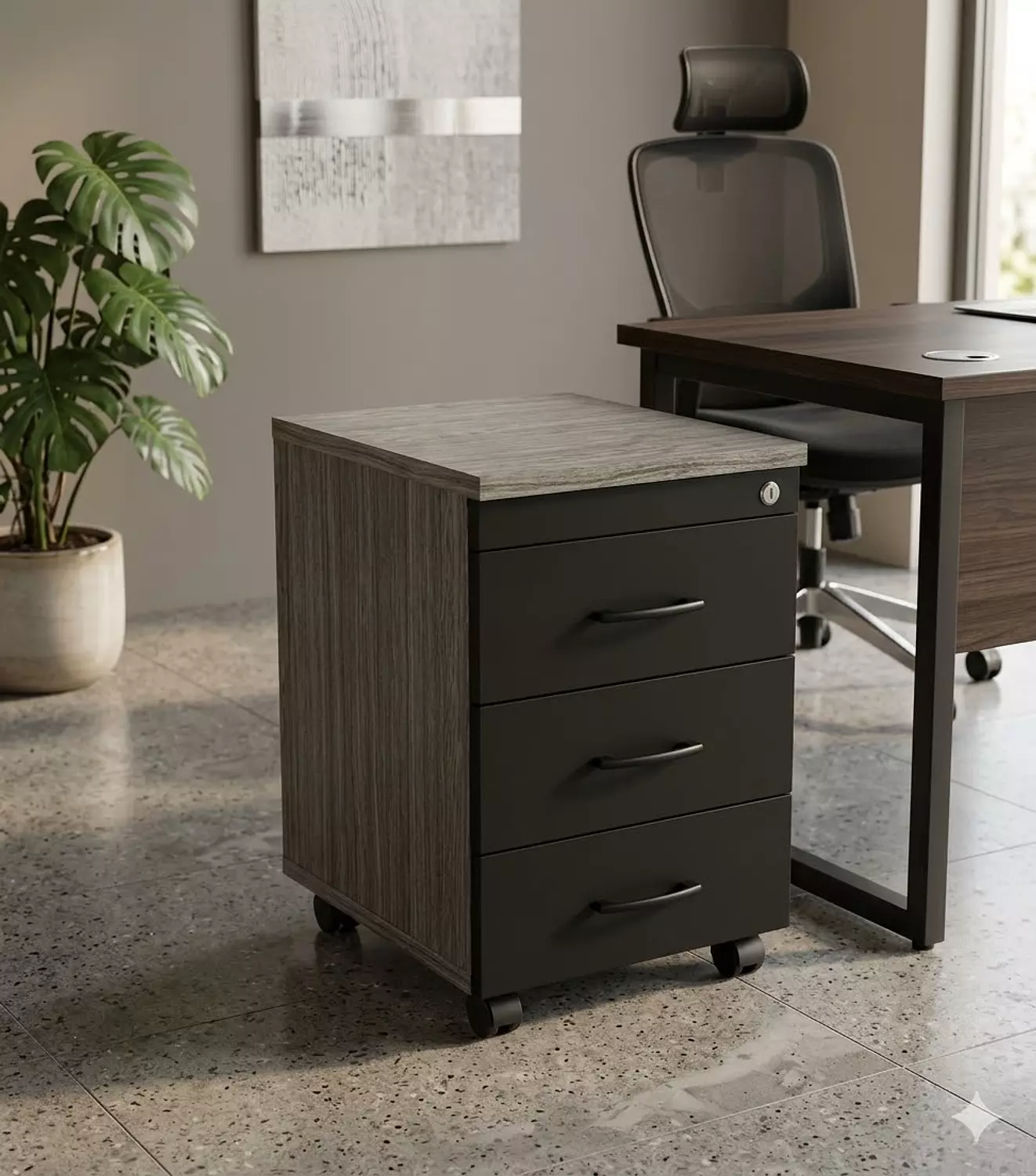 وحده ادراج رمادي مجزع فاسود image