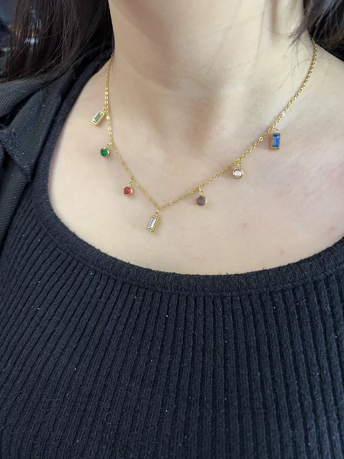 Colorful Crystal Stainless Steel Necklace image