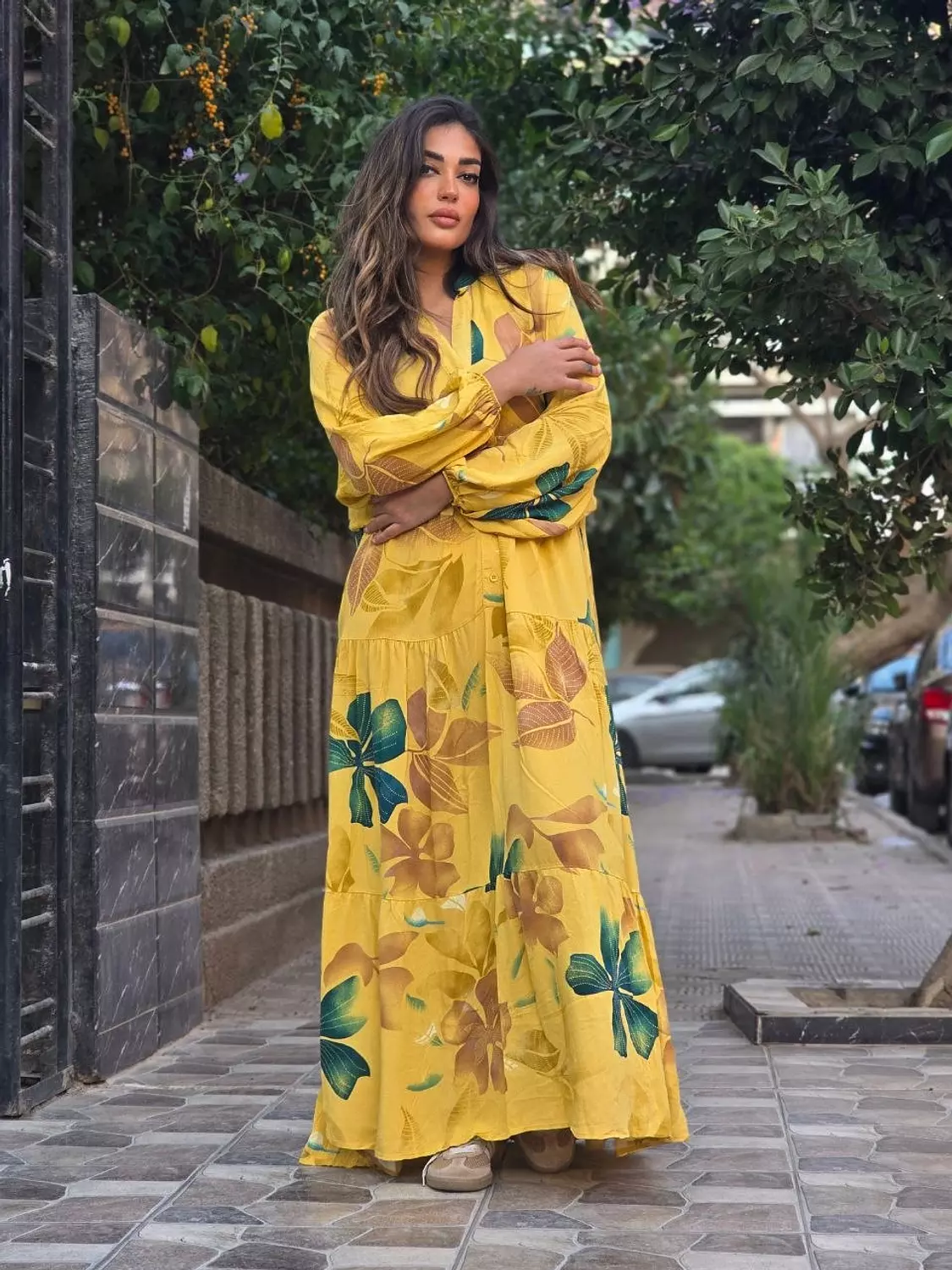 Yellow floral dress  6