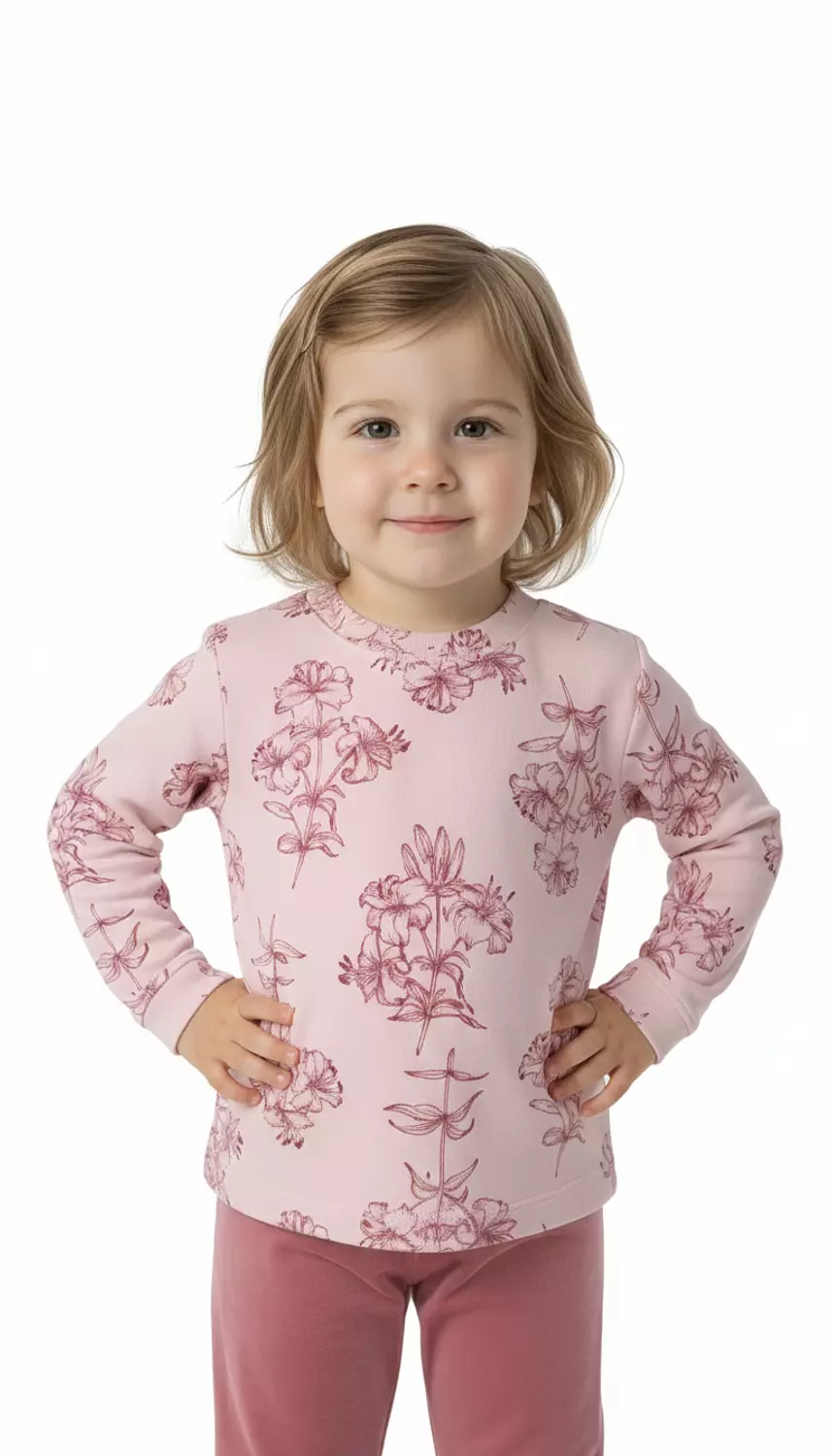 Shorto Girls Pajama Printed Flower PJ - 3101 - Rose Cashmere hover image