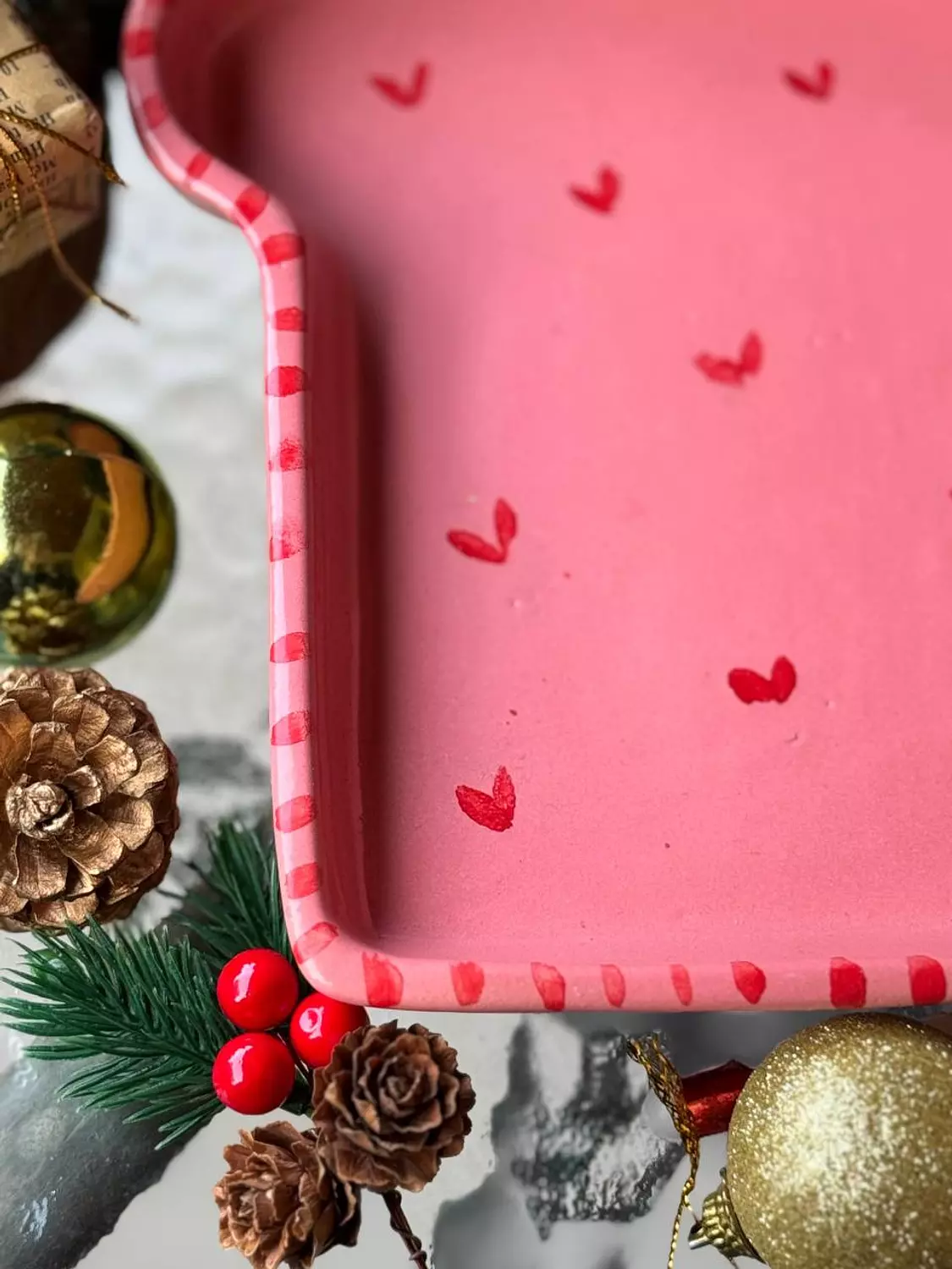 Pink Hearts toast plate 1
