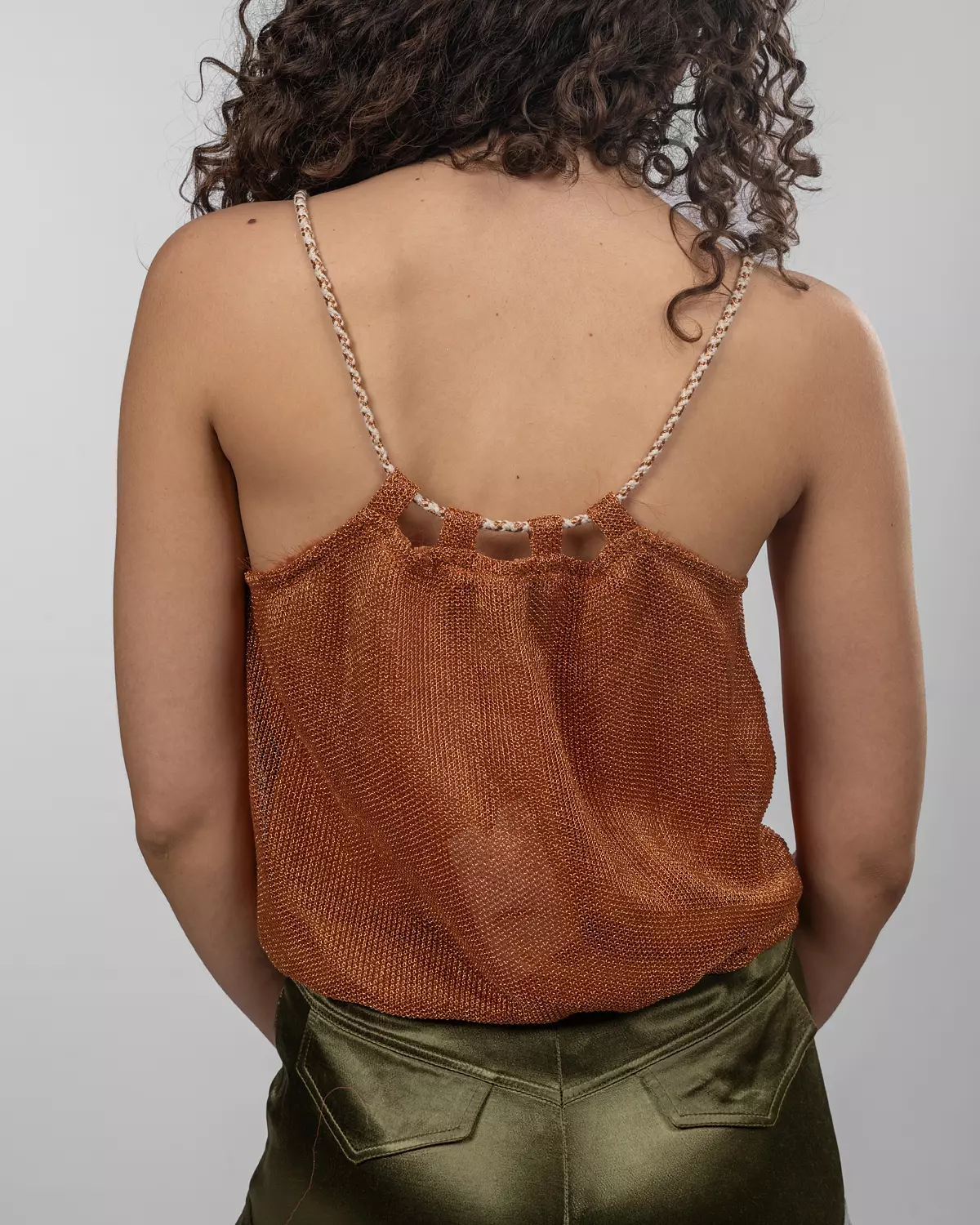 Metallic Copper Net Blouson Top 4