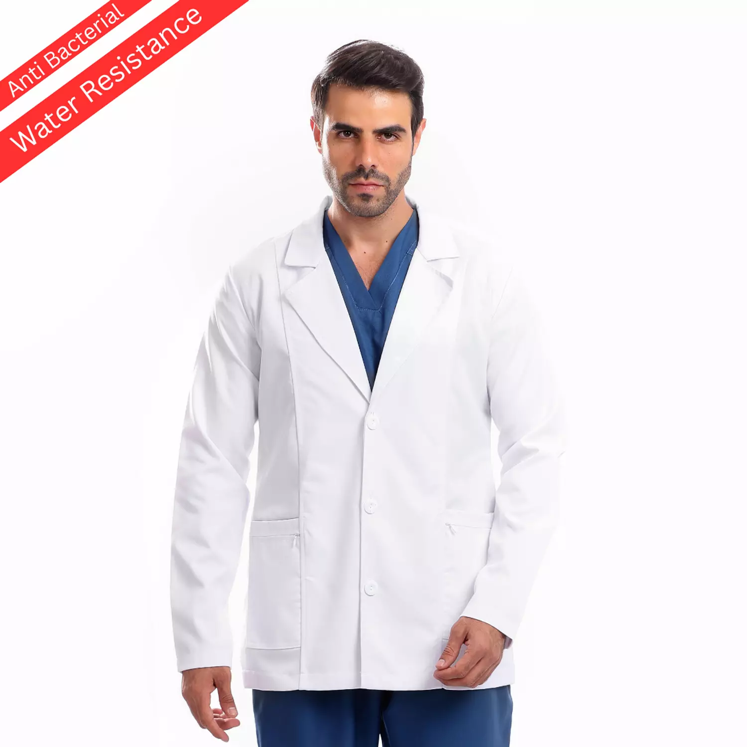 White Elegance Lab Coat Short 1