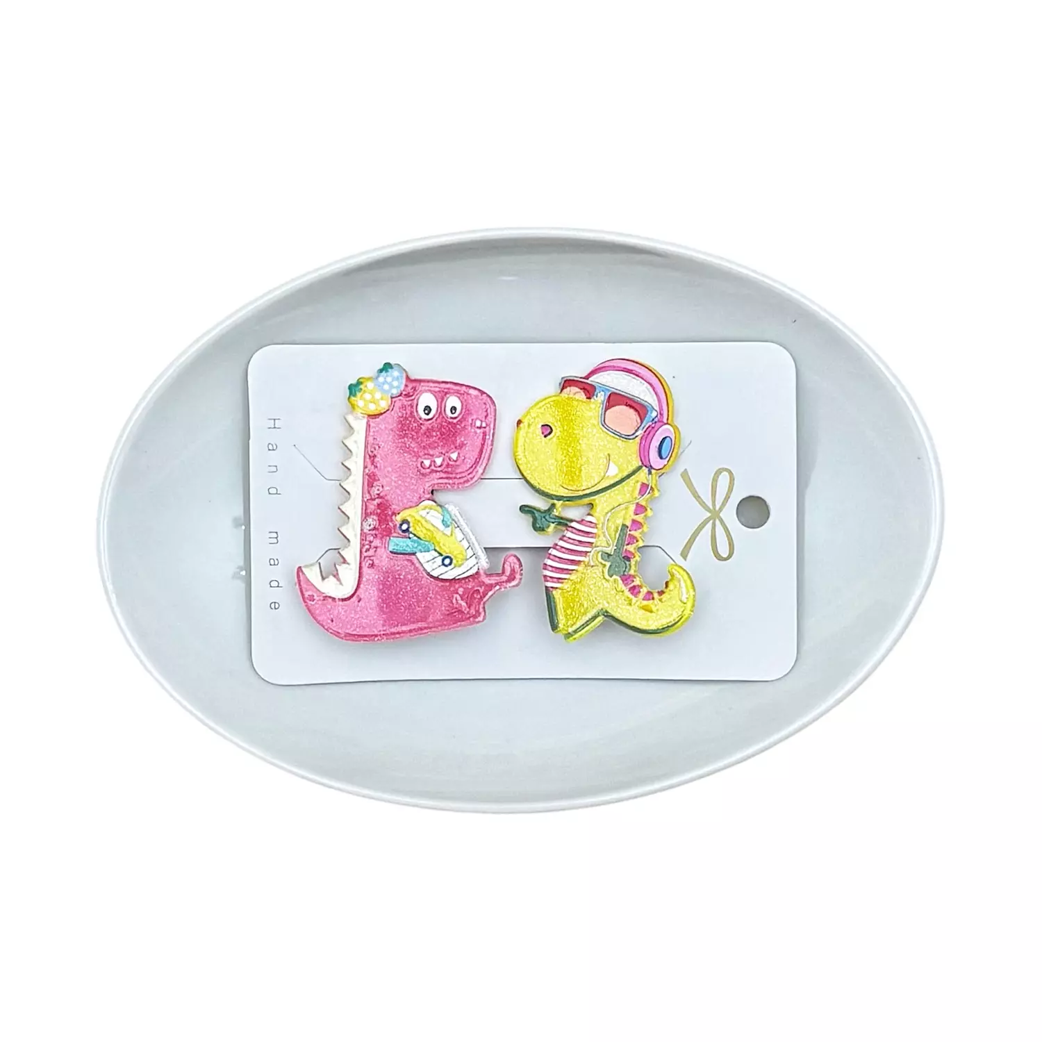 2 Pc Dino Hair Clips Set C image