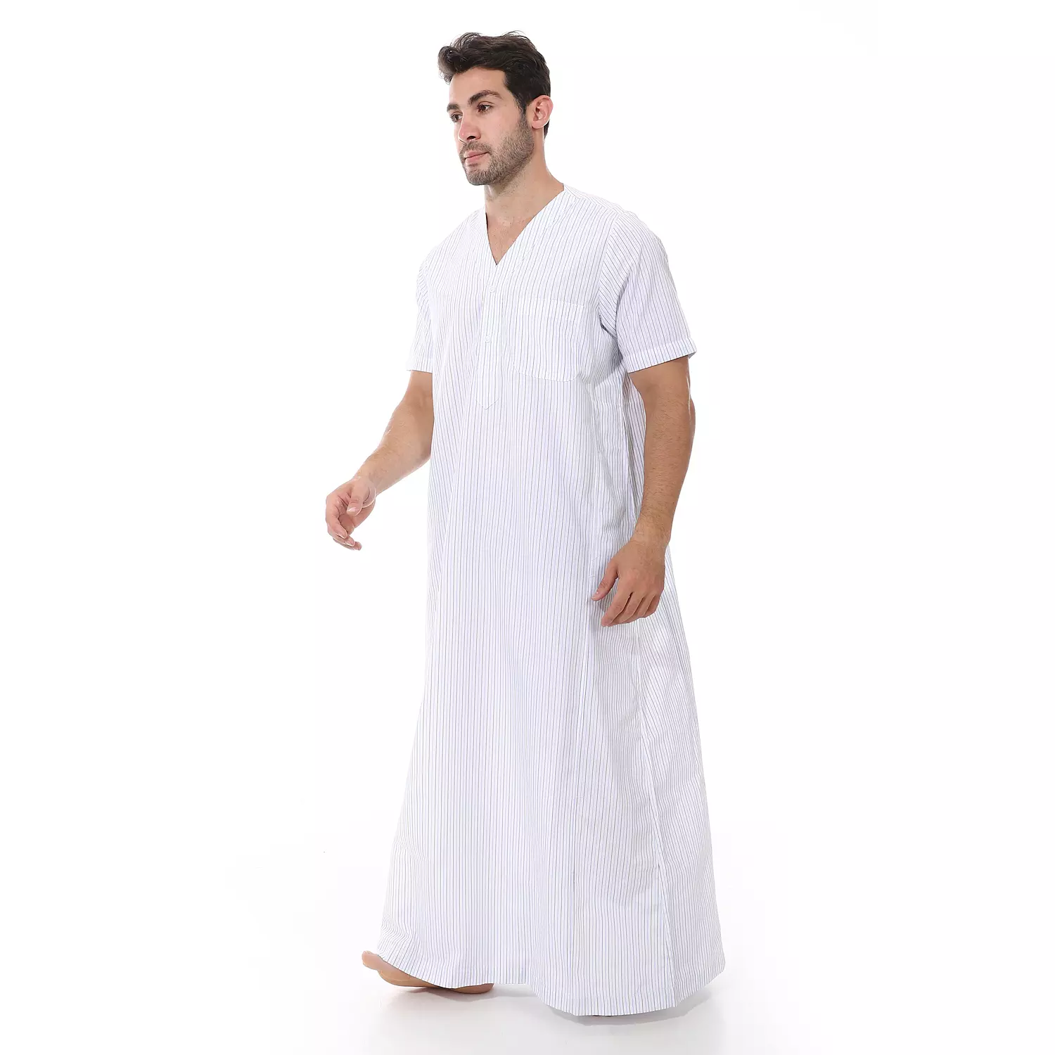 Men Galabeya Short Sleeves - 2258 - Blue*Black 3