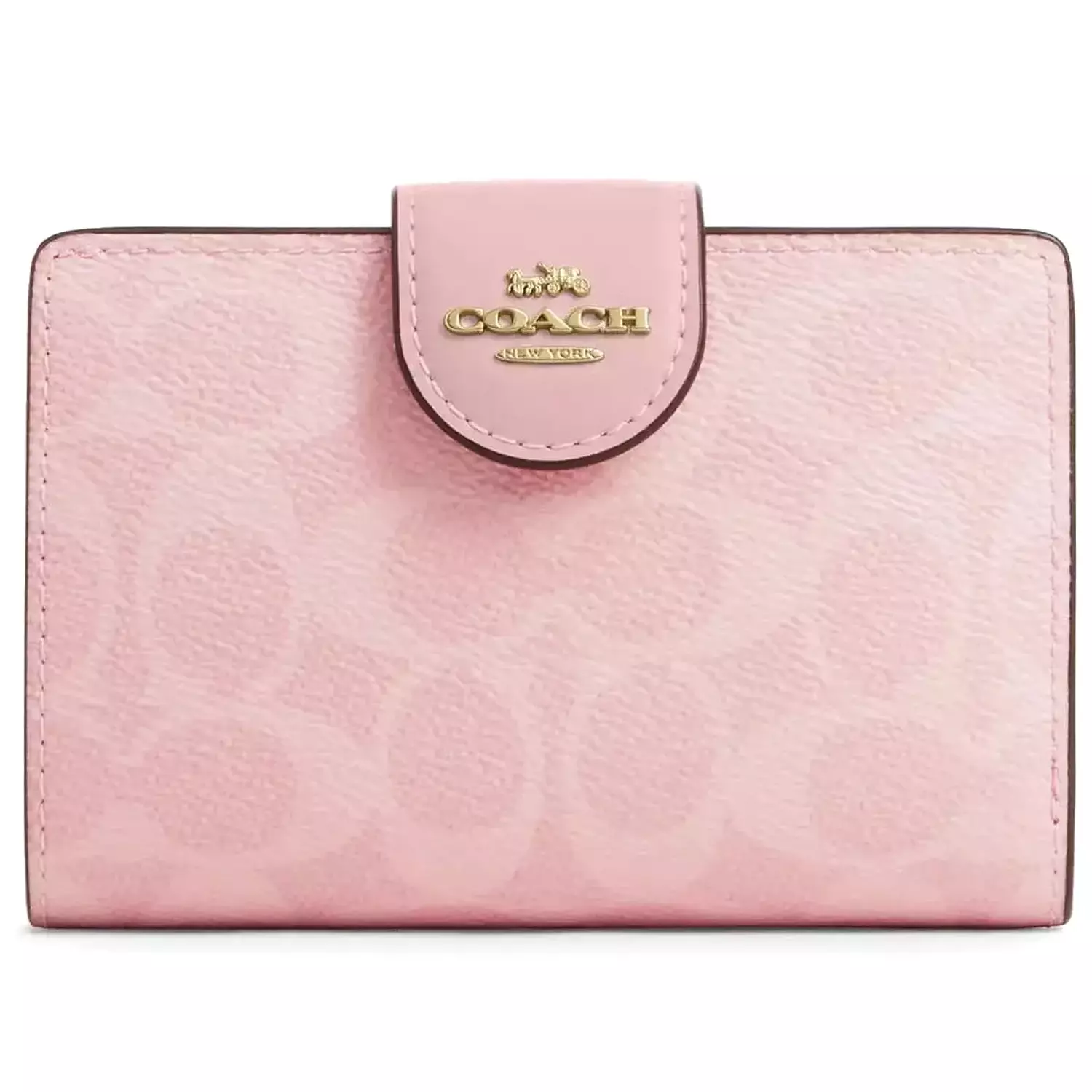 Medium Corner Zip Wallet In Signature powder pink image