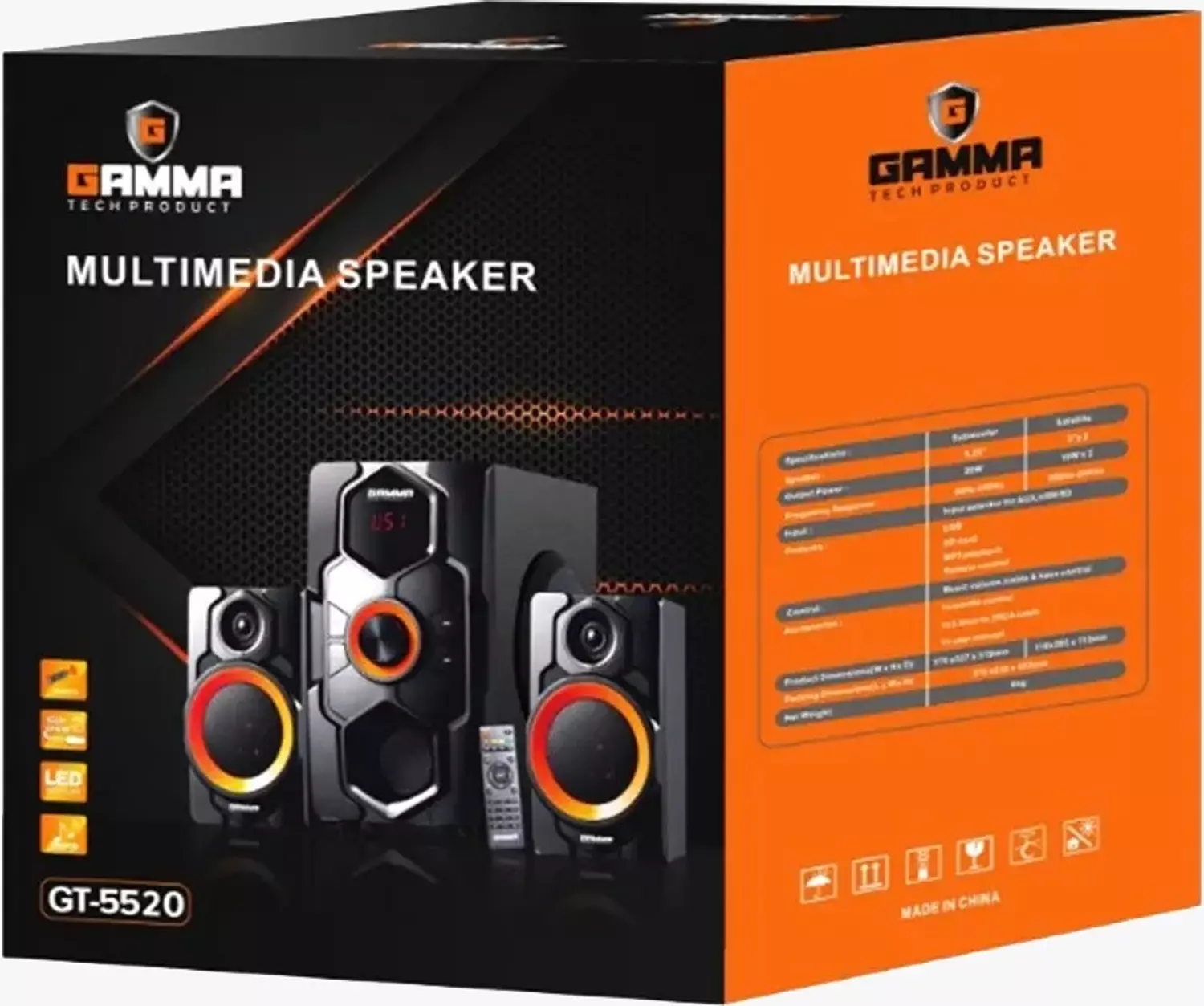 Gamma Tech GT-5520 Home Theater with LED Display, USB/SD, Remote 5