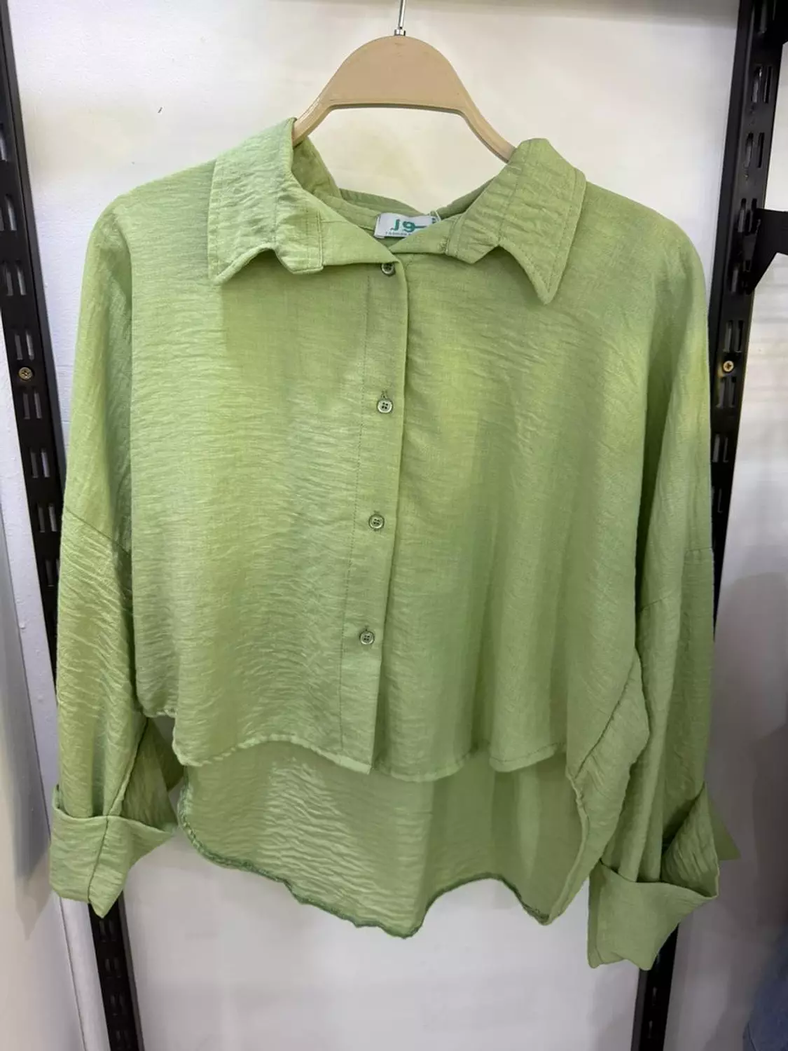 High-Low Hem Linen Collared Shirt 3