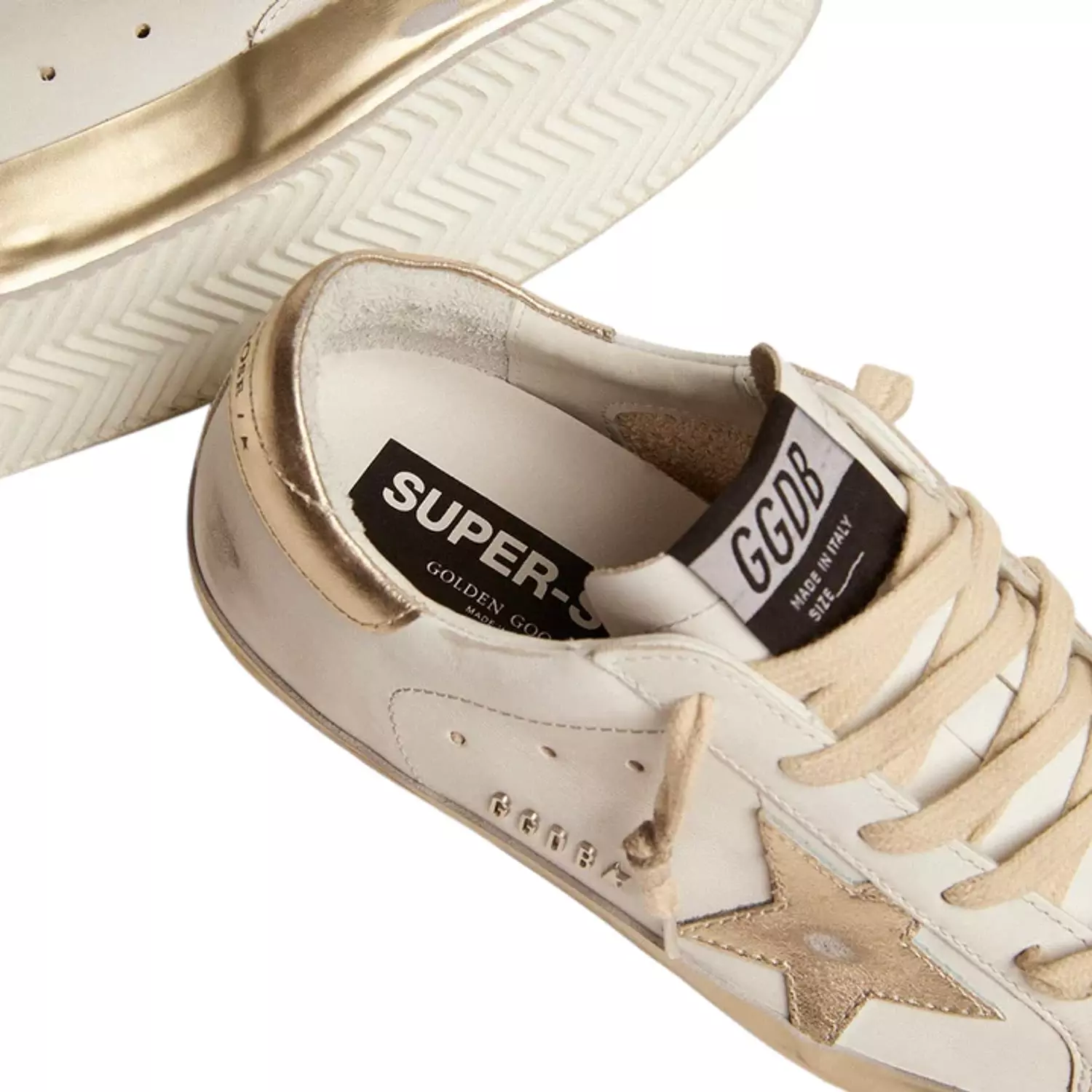 Golden Goose Super-Star with gold sparkle foxing and metal stud lettering(Women's) 3
