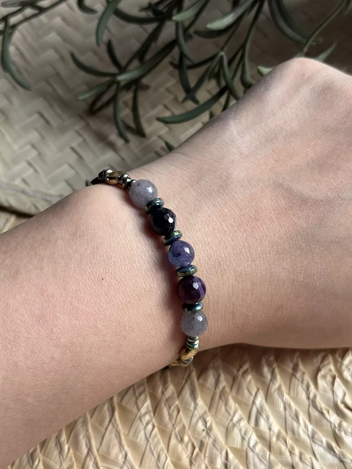 Hematite / Agate Purple Bracelet ( Stock ) 2