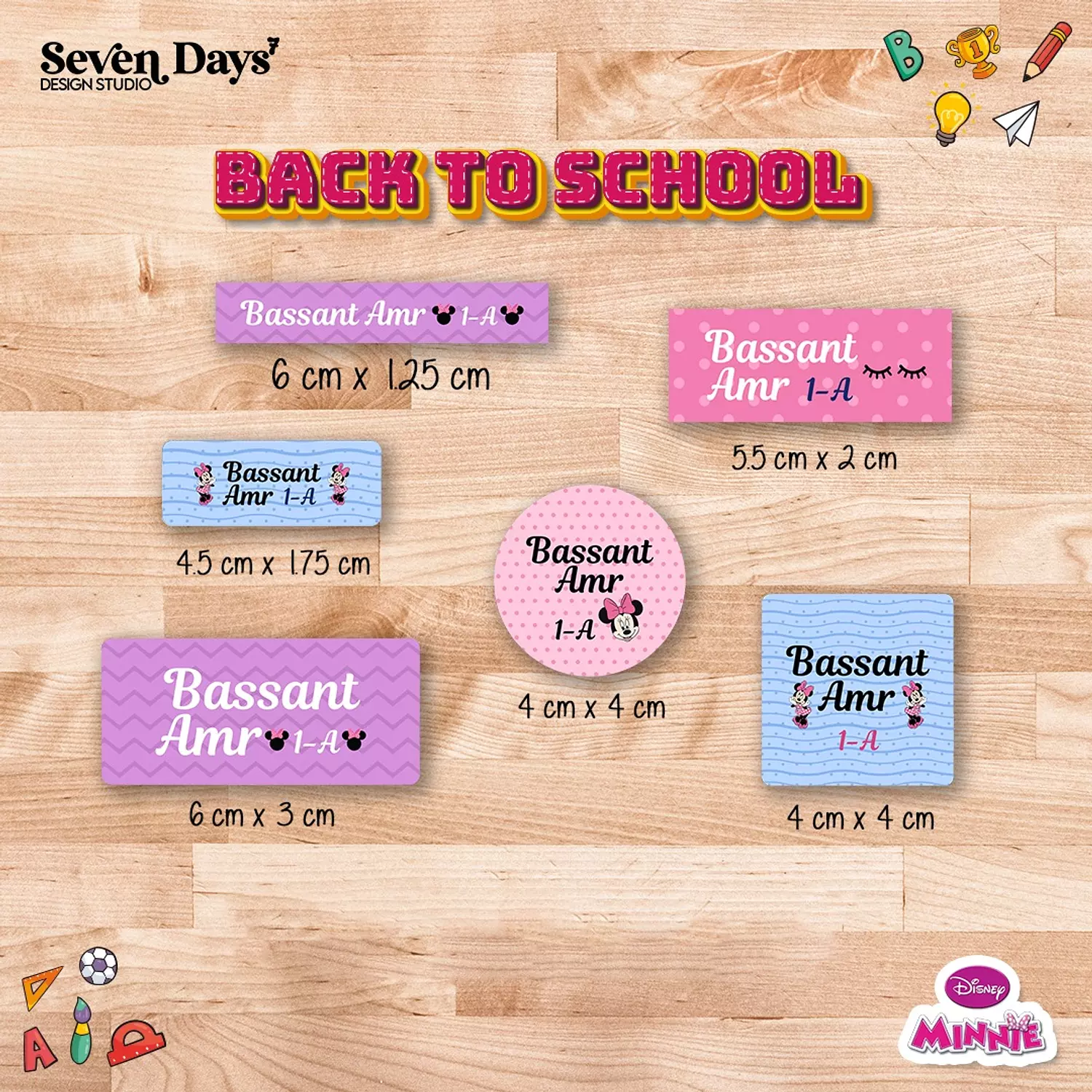 Minnie Mouse School Labels