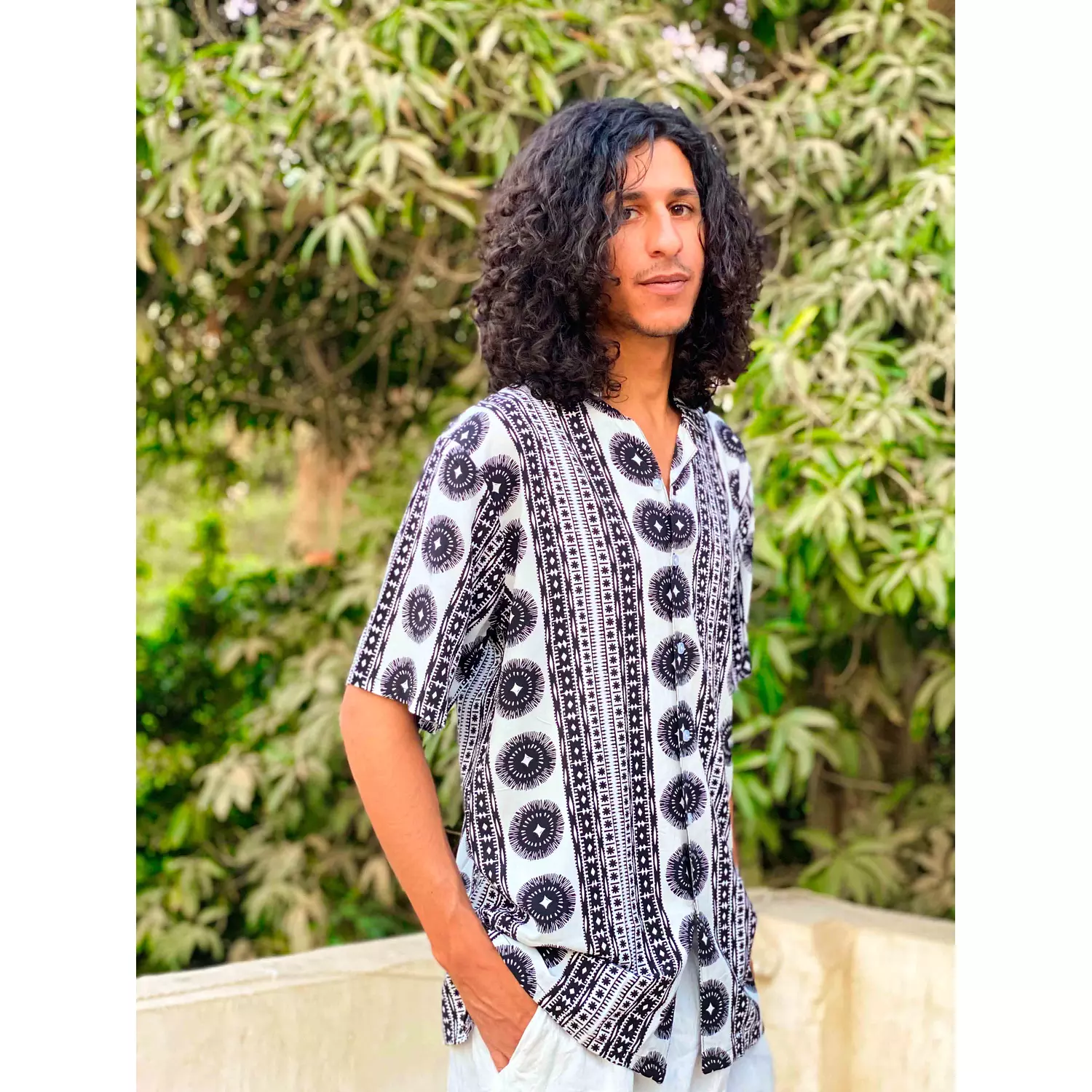 Loosefit Ethnic Patterned Viscose Shirt image