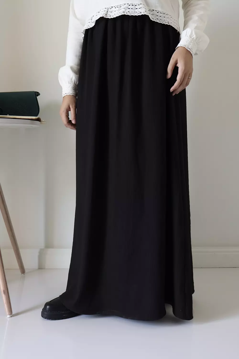  Black Linen A line skirt image