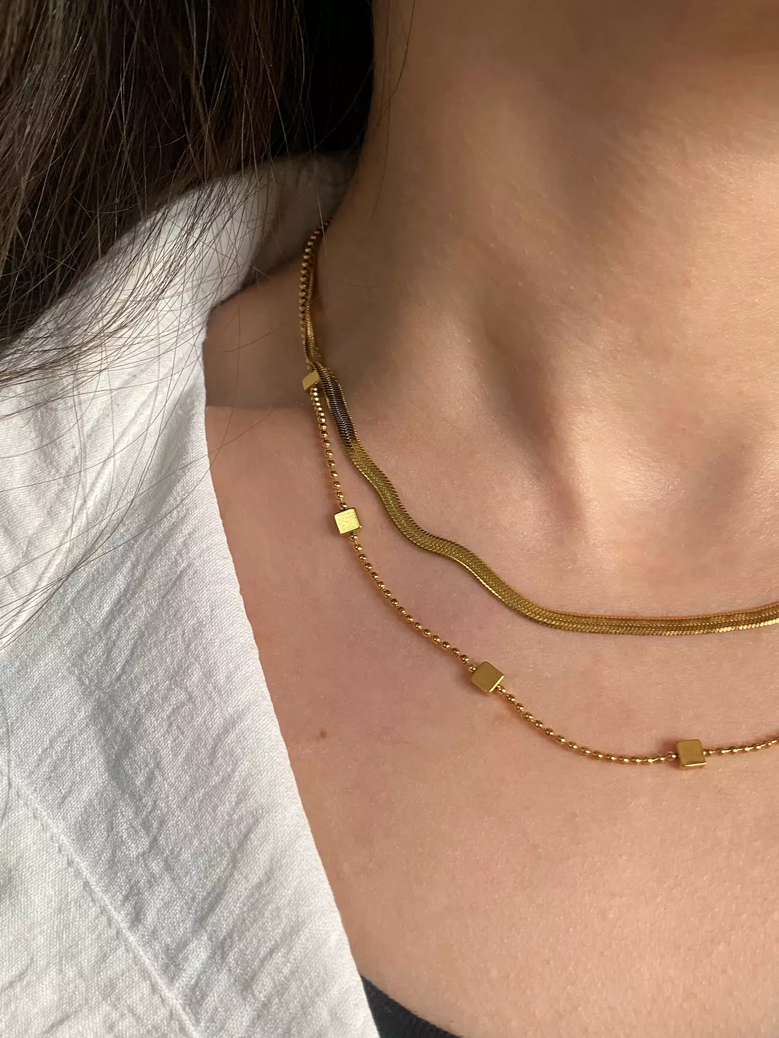 Squares x Snake Layered Necklace 2