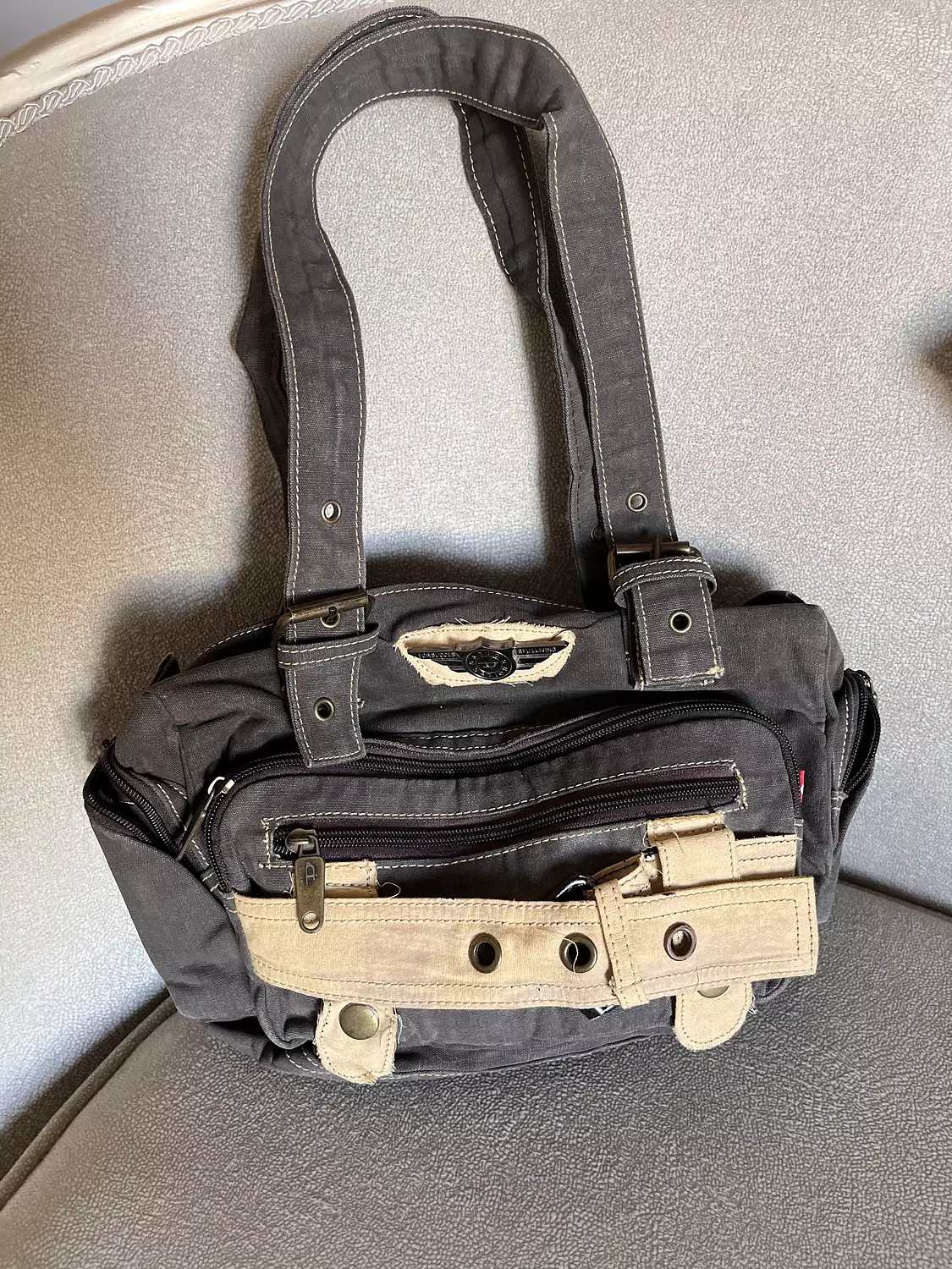 Grey diesel denim bag 4