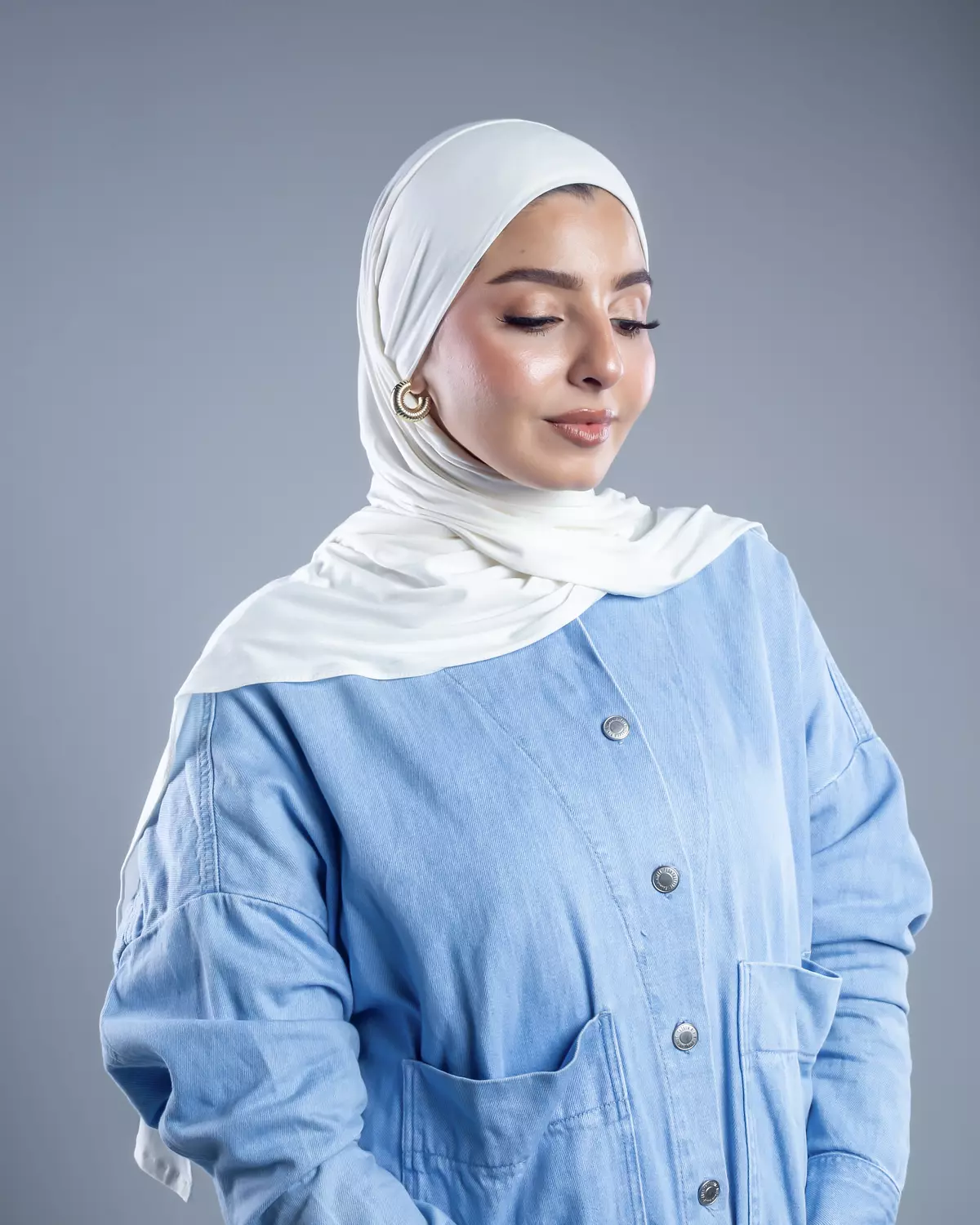 Jamila 2 in 1 offwhite cotton scarf  image