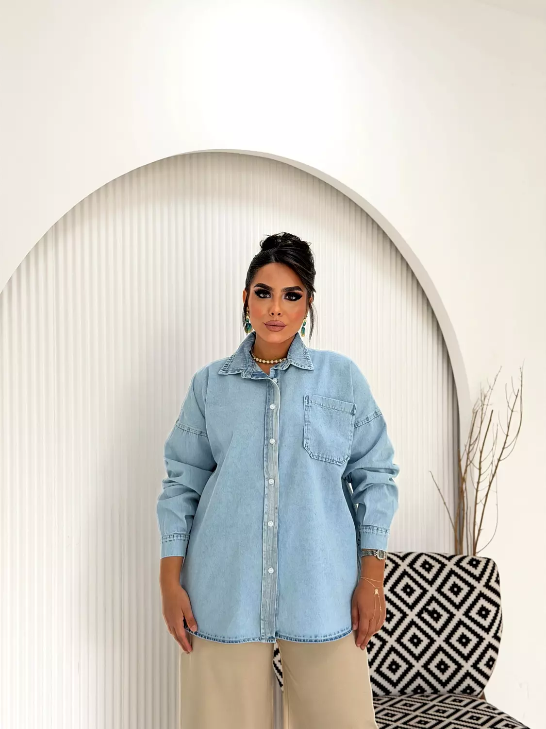 Oversized Denim Shirt In Light Wash image