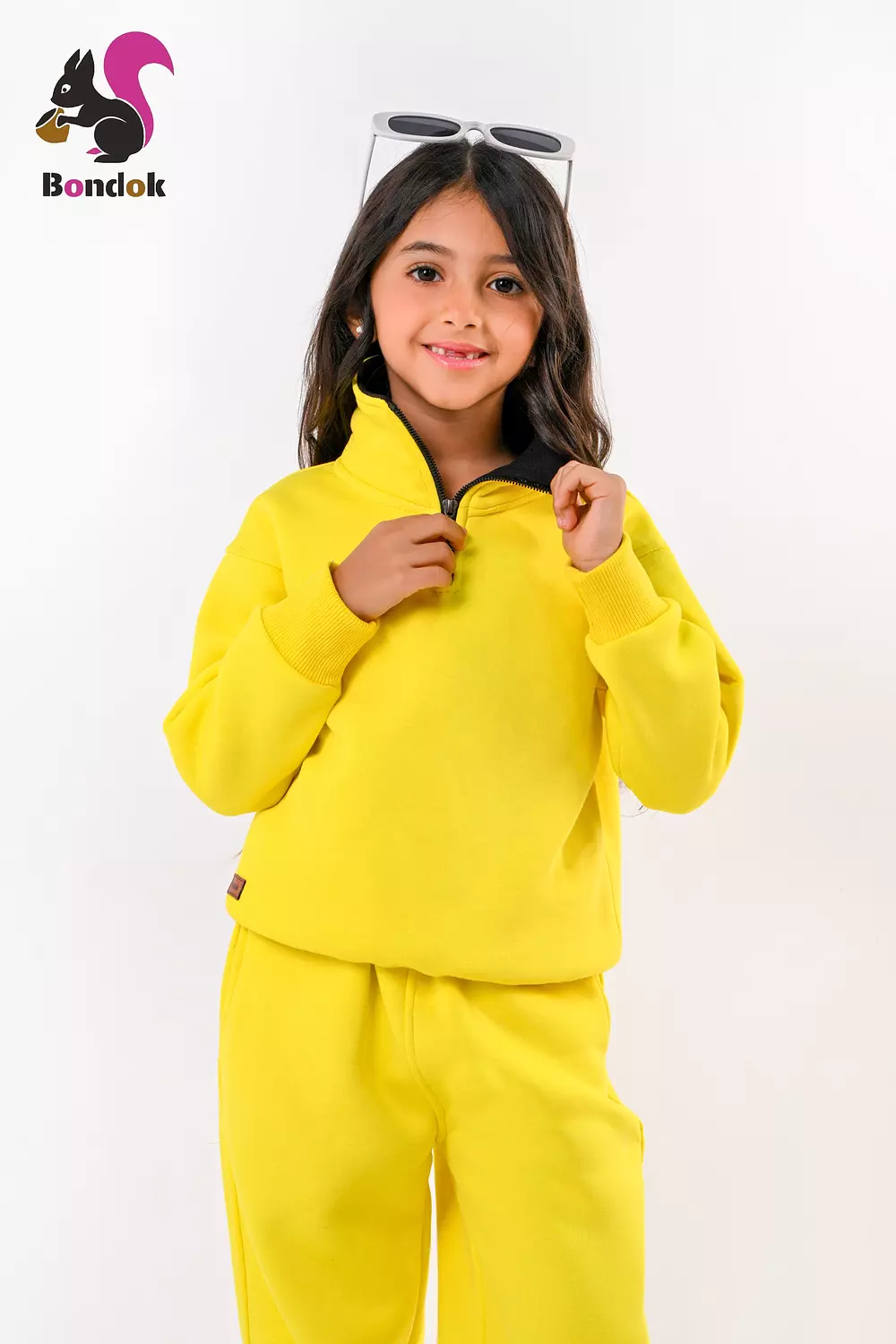 BONDOK Kids Tracksuit Set – Girls¼-Zip Stand-Collar Sweater & Jogger Pants, Comfy Fit – Ages 4–14 15