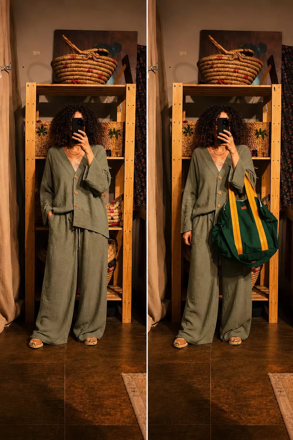 Boho olive cotton suit image