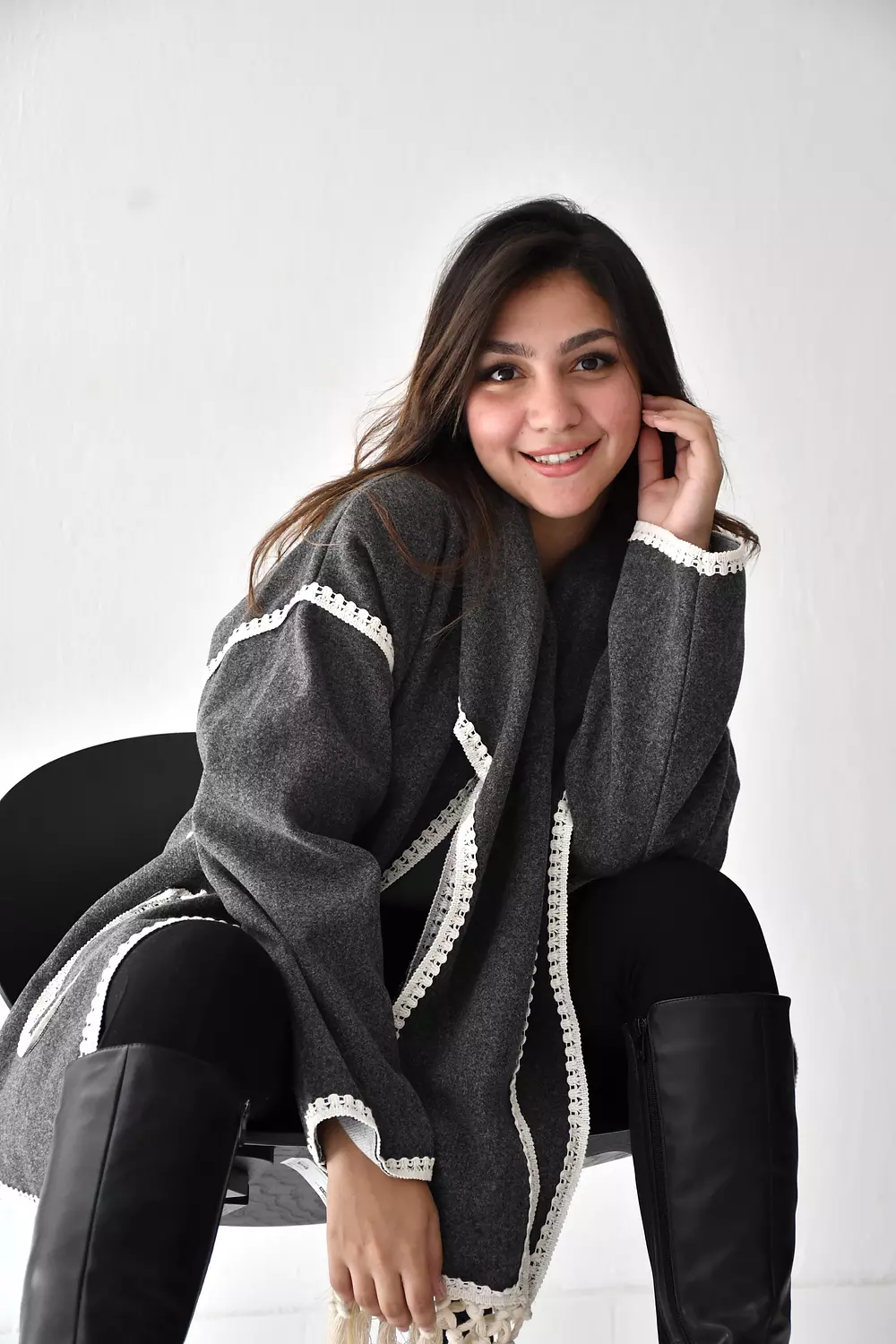 Gray scarf jacket  5