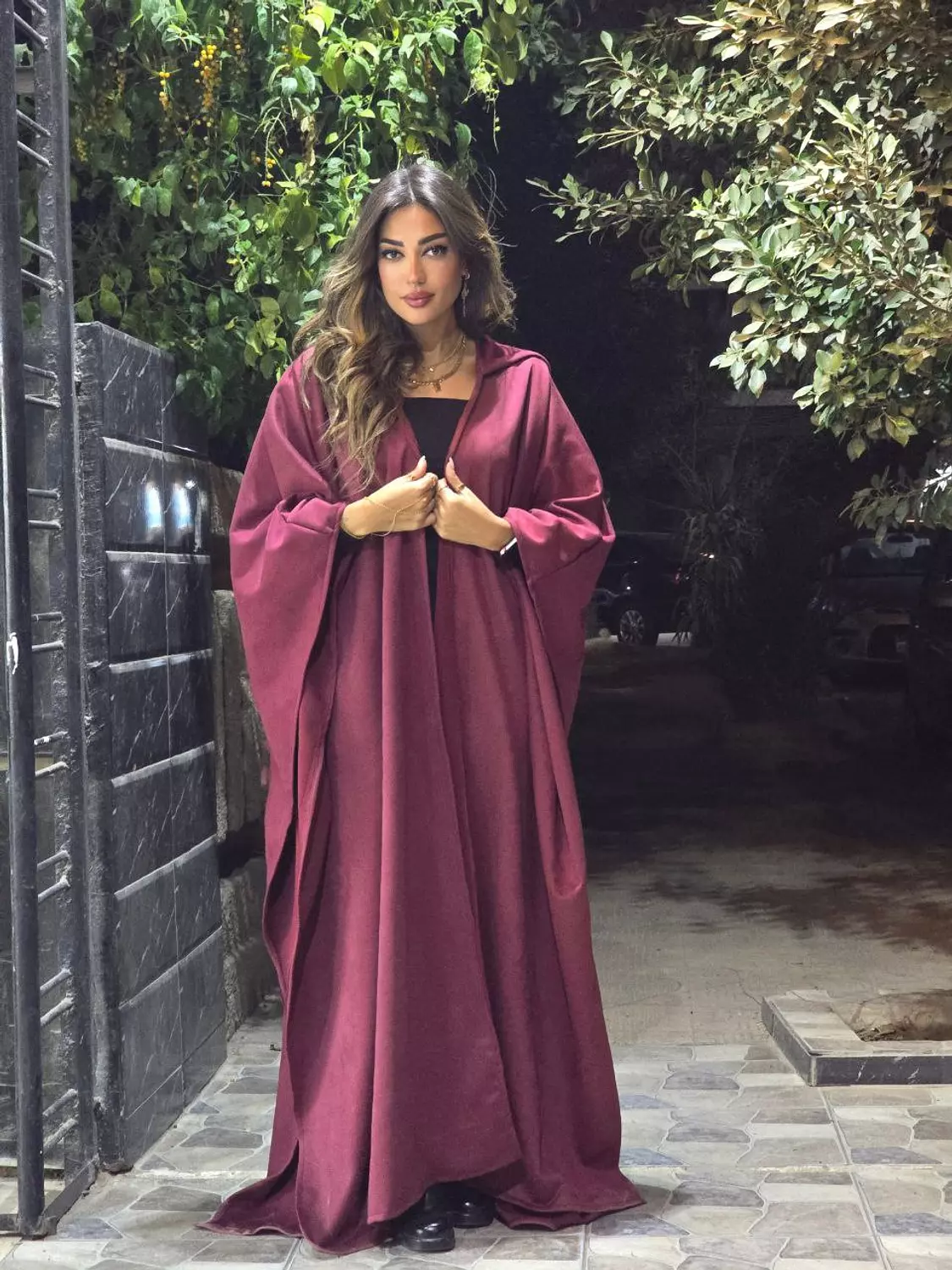 Burgundy Moroccan Style Suede Kaftan  hover image