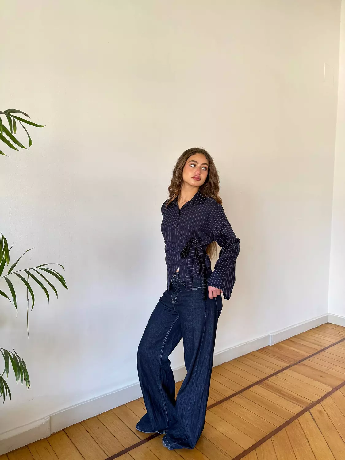 Pinstripe Wrapped Shirt image