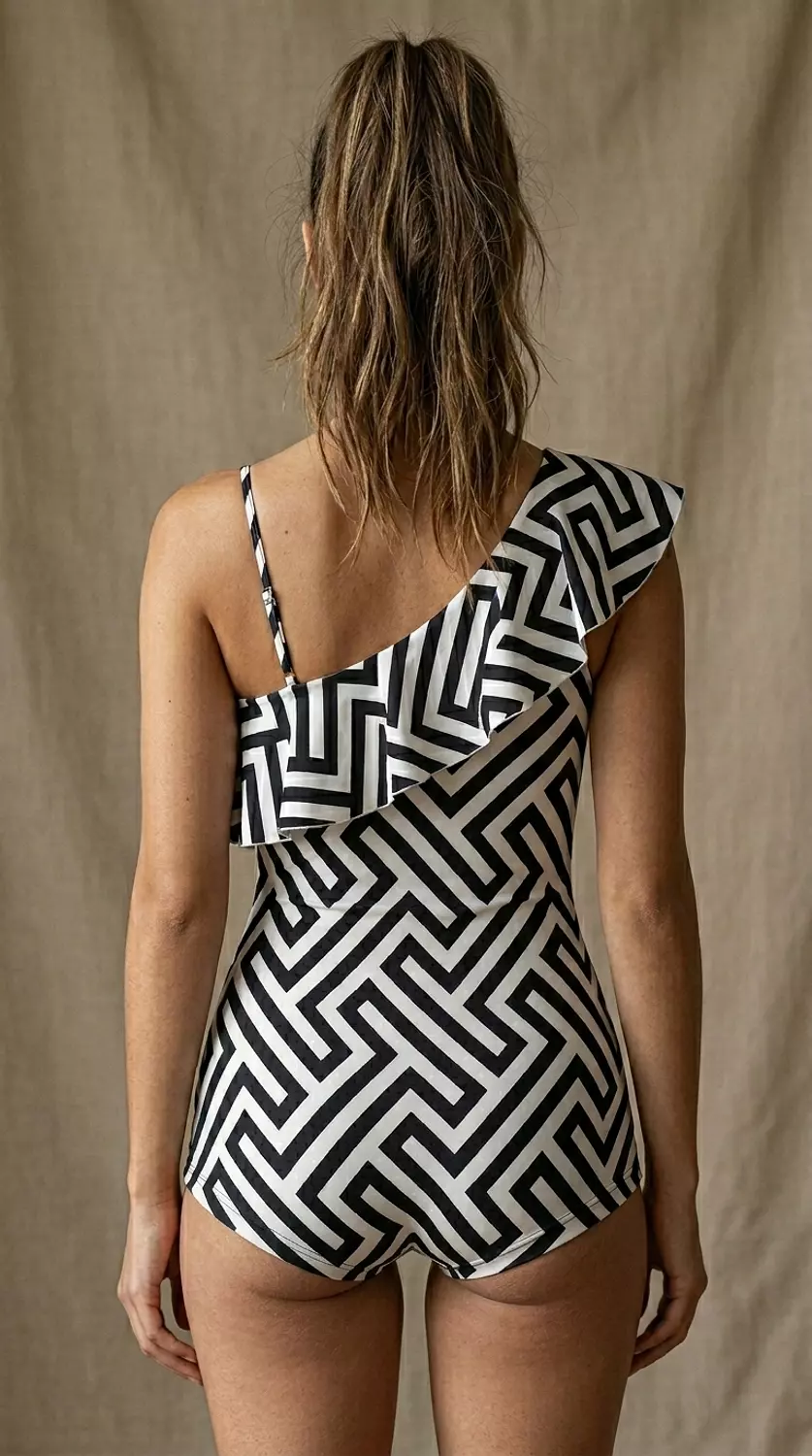 Ruffled Neckline swimsuit hover image