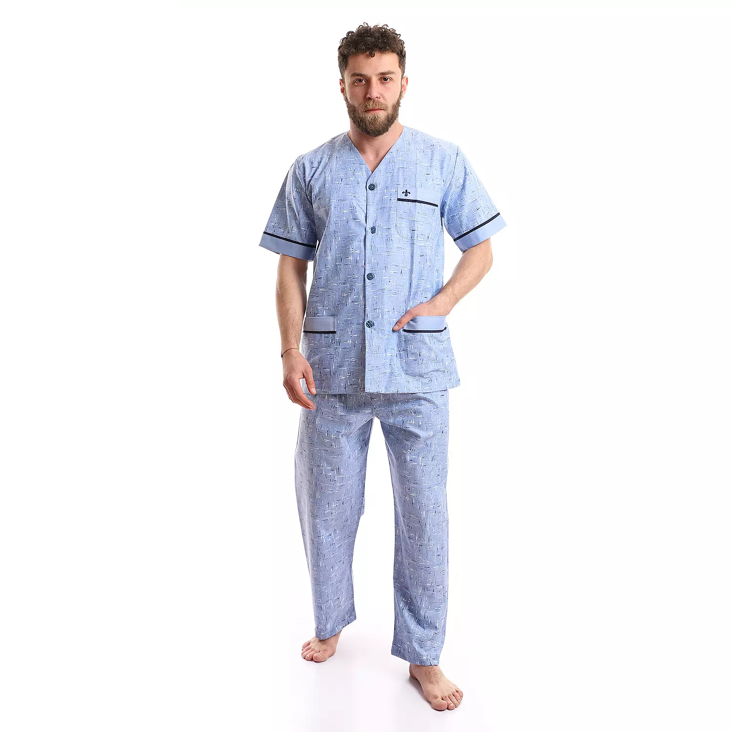 بيجاما رجالي مطبوعه كلاسيك- 2286 - ازرق فاتح  image