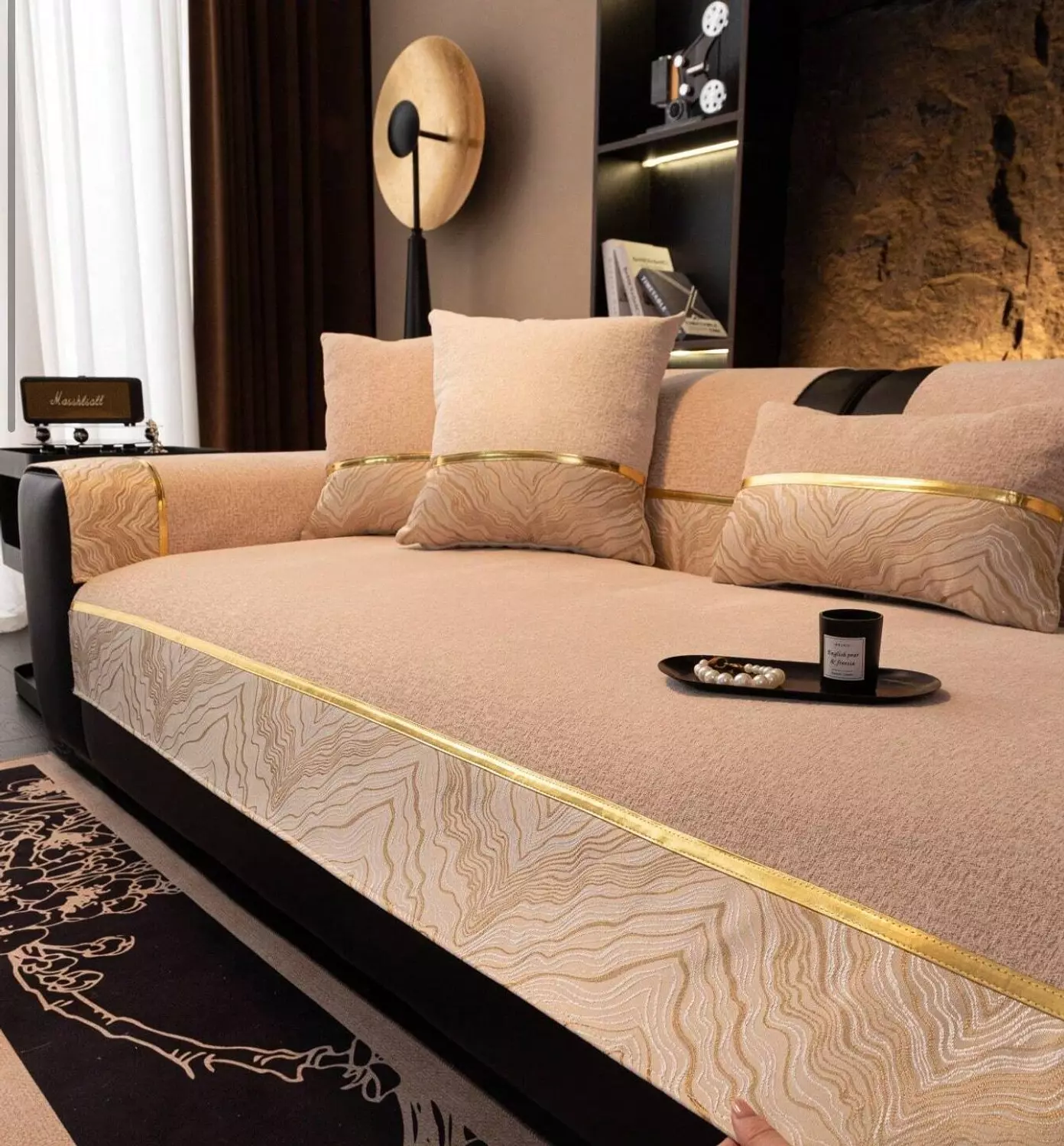 wavy gold suede linen set hover image