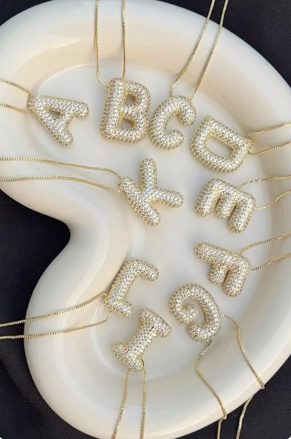 Crystal bubble letter necklace  4