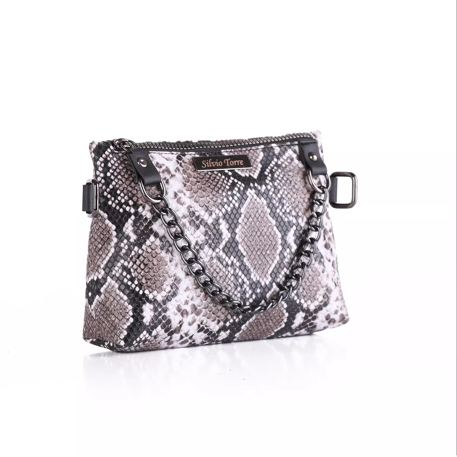 ST Leather Waist And Cross Bag-Café Snake image