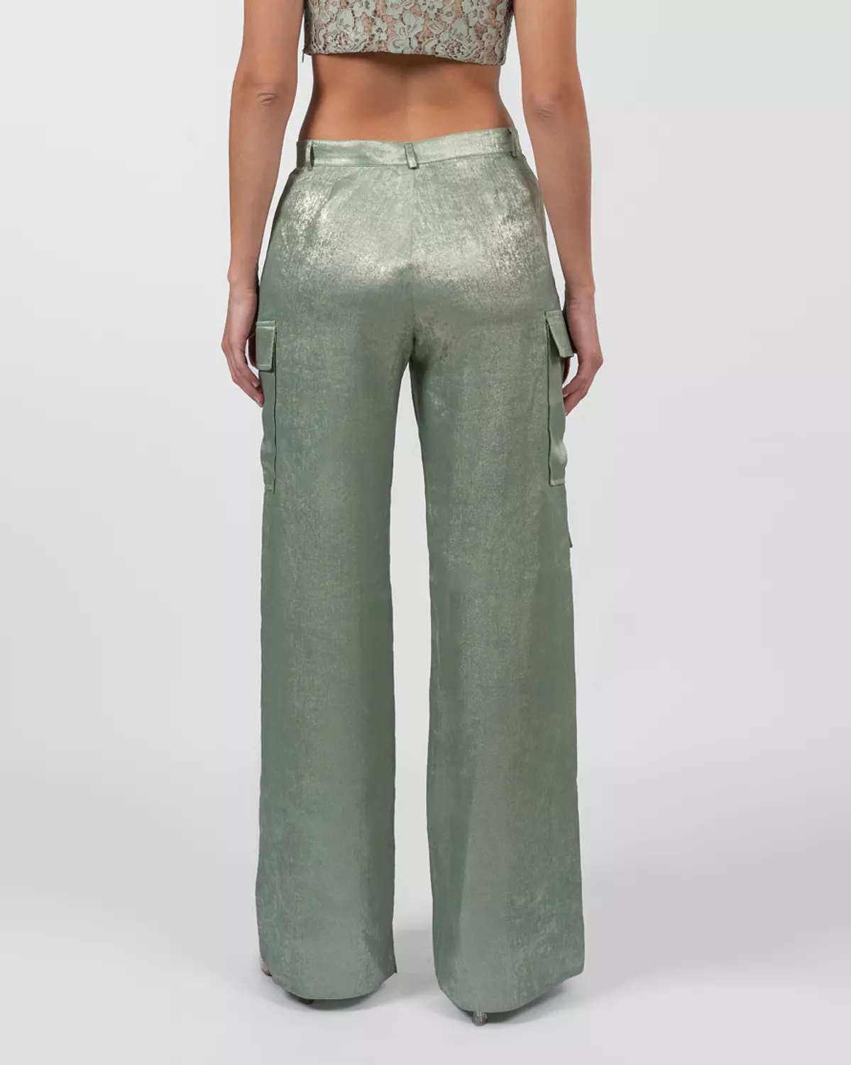Satin Cargo Wide-Leg Pants 4