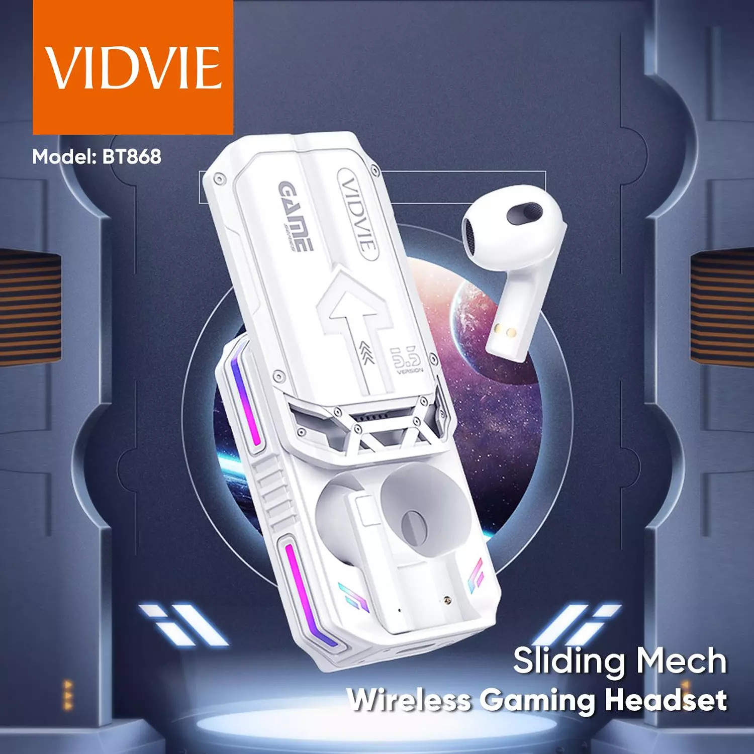 VIDVIE BT868 Wireless Gaming Earphones – HiFi Sound, Wireless V5.3, HD Calls, Magnetic Sliding Lid 2