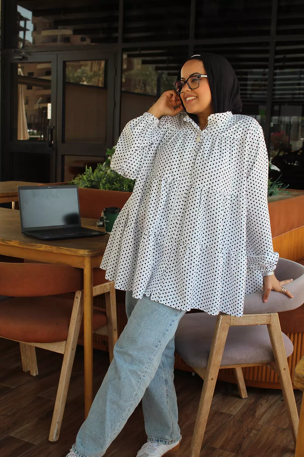 Ruffled Polka Dots Blouse 🤍  6