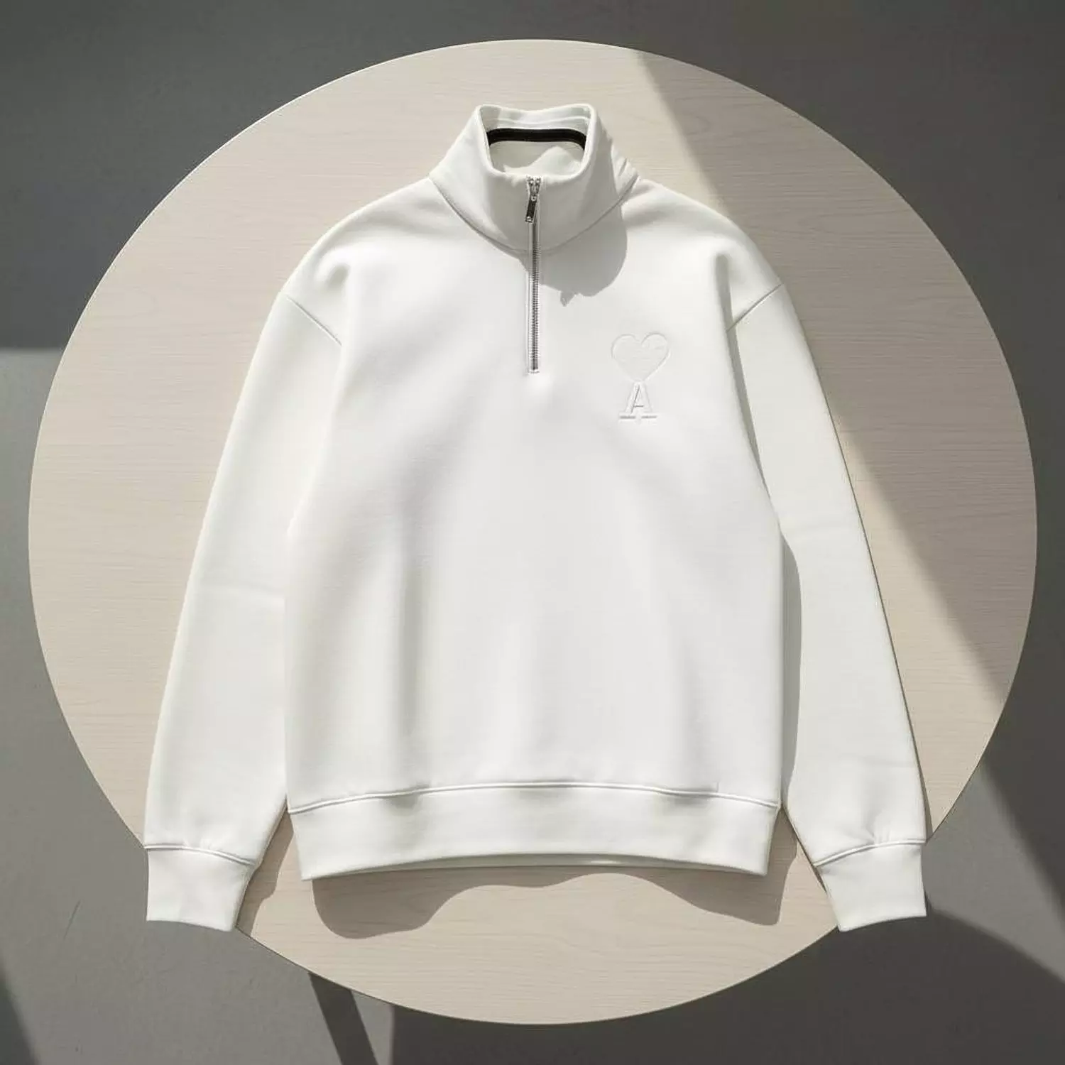 AMI du coeur sweater half zip white  2