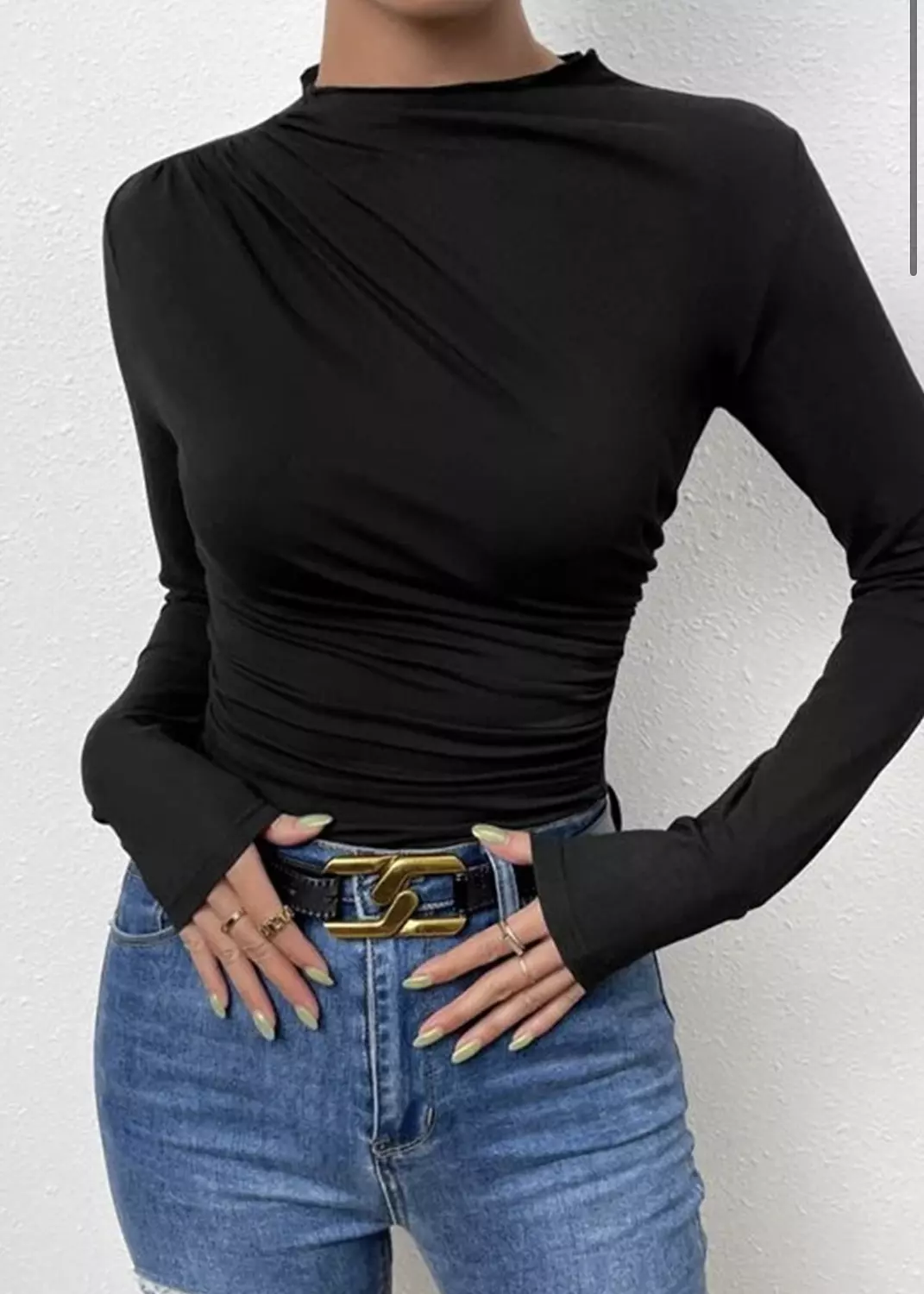 Drapped black top image