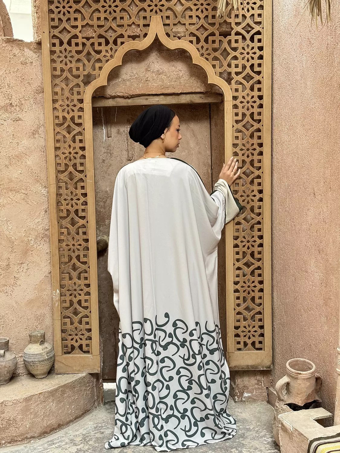 Green Arabic Letters Kaftan image