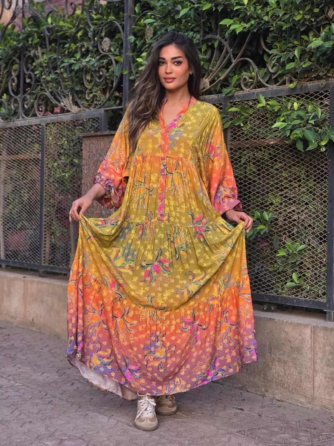 Lime multicolour dress  4