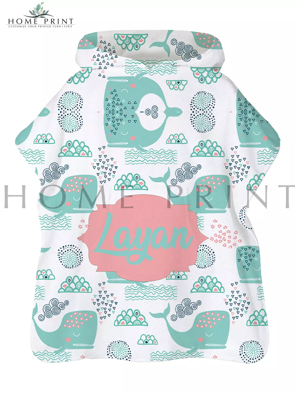 Microfiber Poncho - Colorful Whale Design  image