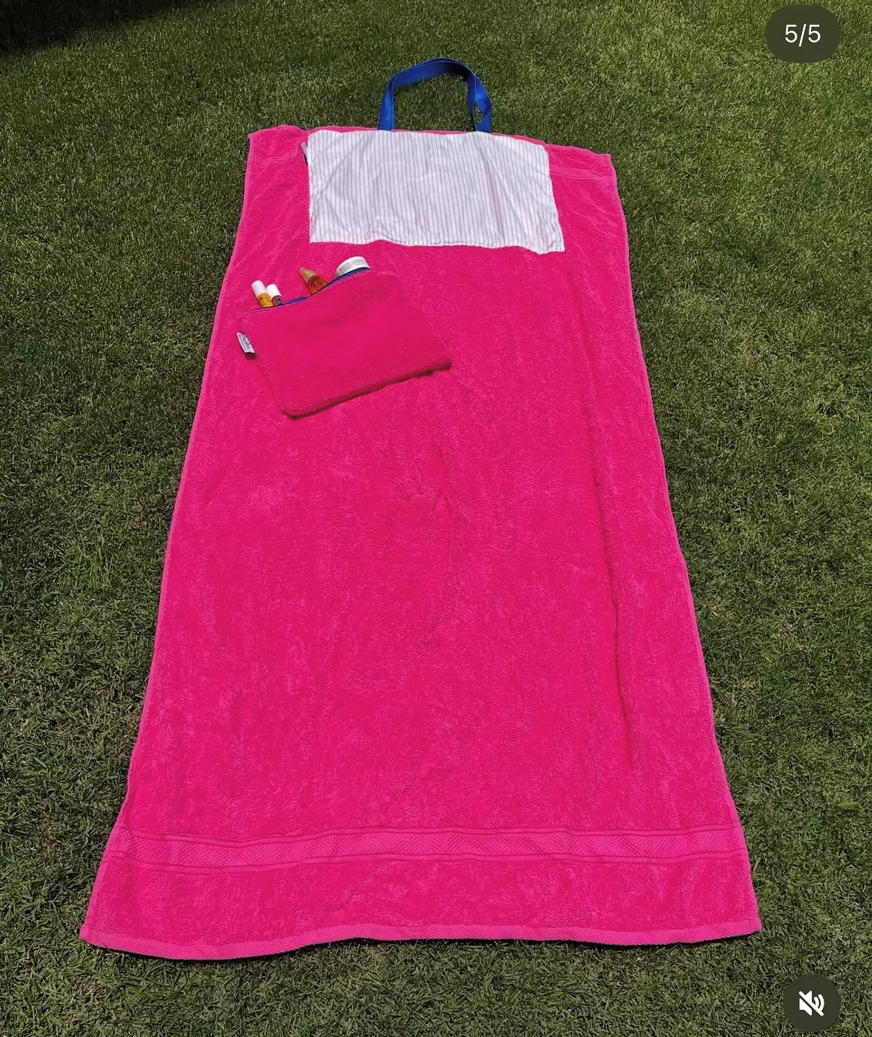 Fuchsia Foldable Towel Tote 2