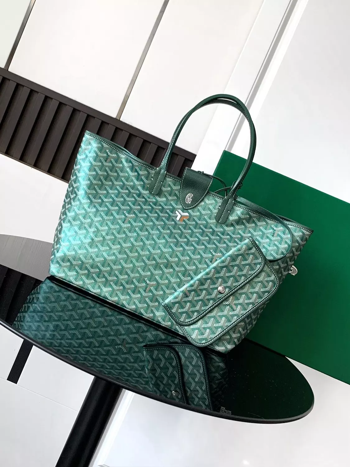 Go yard This limited-edition handbag is crafted from unique pearlescent GOYARDINE canvas pearl green hover image