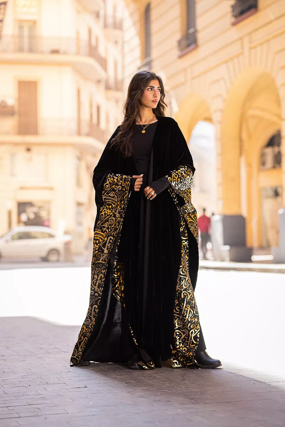 Scarf Velvet Black X gold hover image