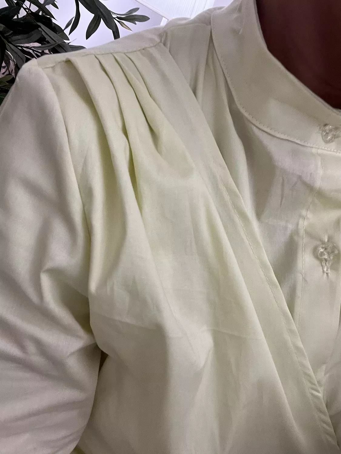 The Drape Wrap Shirt in butter yellow 4