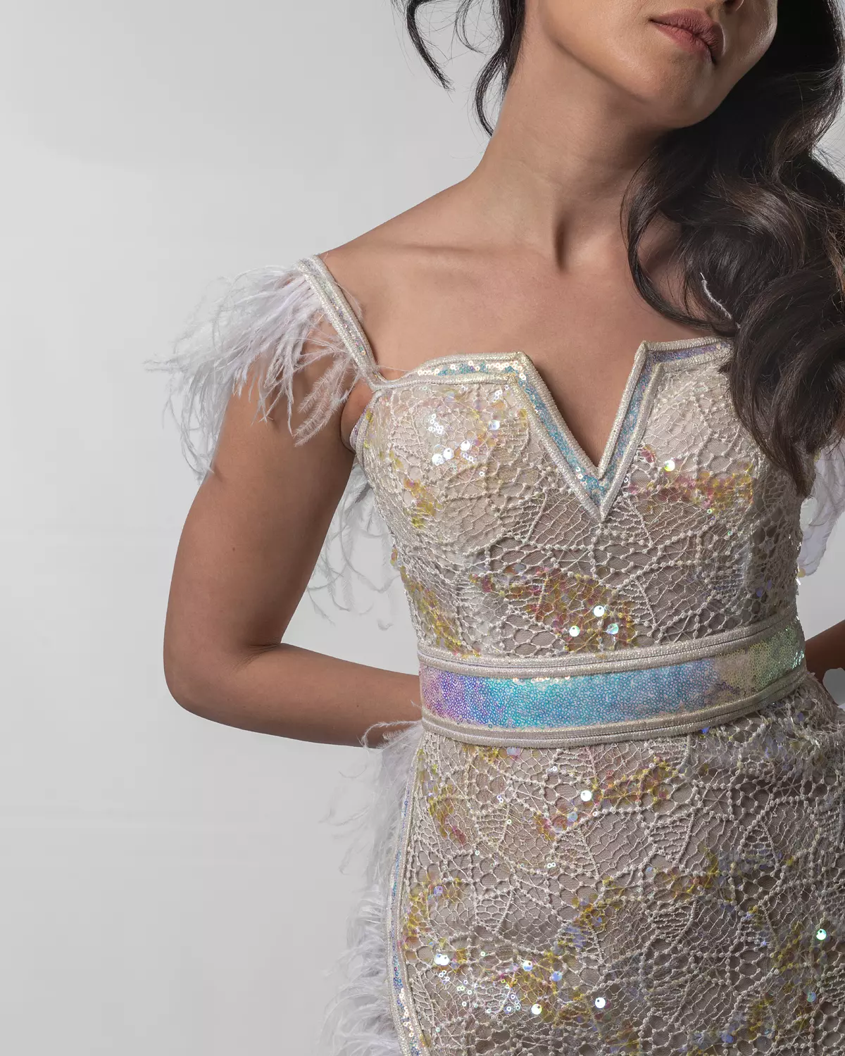 Opulent White Sequin Dress 8