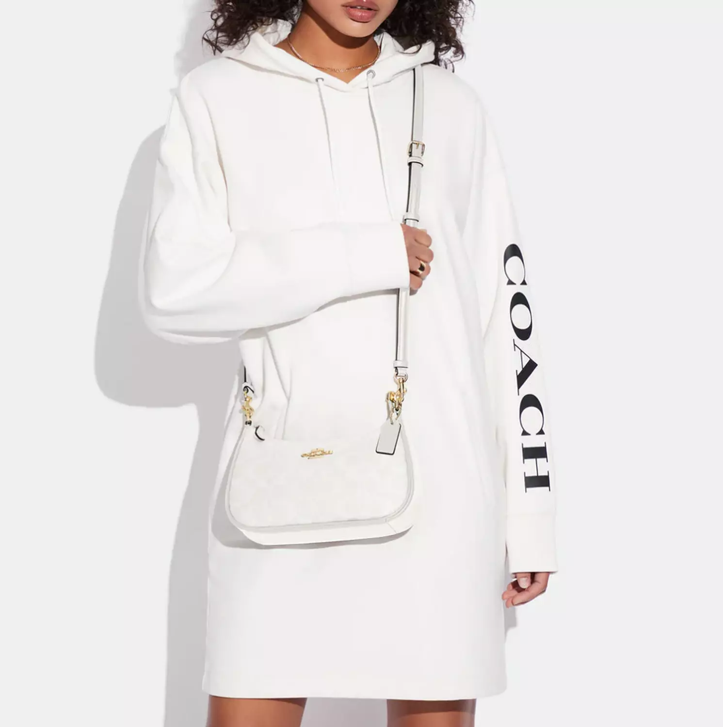 Coach Teri Shoulder Bag In Signature Canvas in white 3