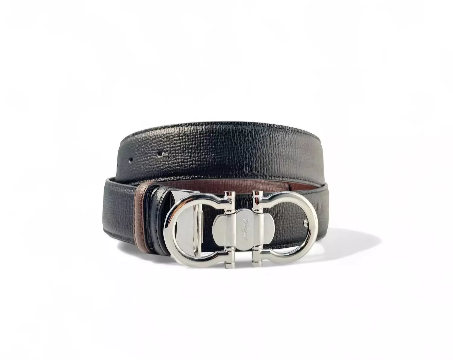 Salvatore Ferragamo Reversible Leather Belt with Signature Gancini Buckle 🖤🤎 hover image