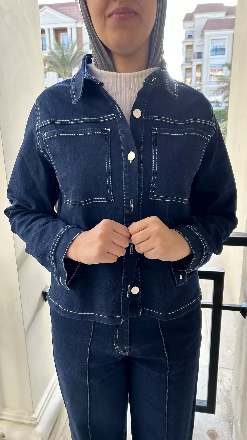 SOUTH Chunky Denim oversized Blue black Jacket  hover image