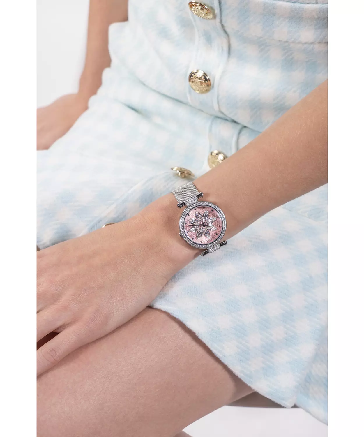 GUESS GW0032L3 ANALOG WATCH For Women Round Shape Silver Stainless Steel/Mesh Polished Bracelet 9