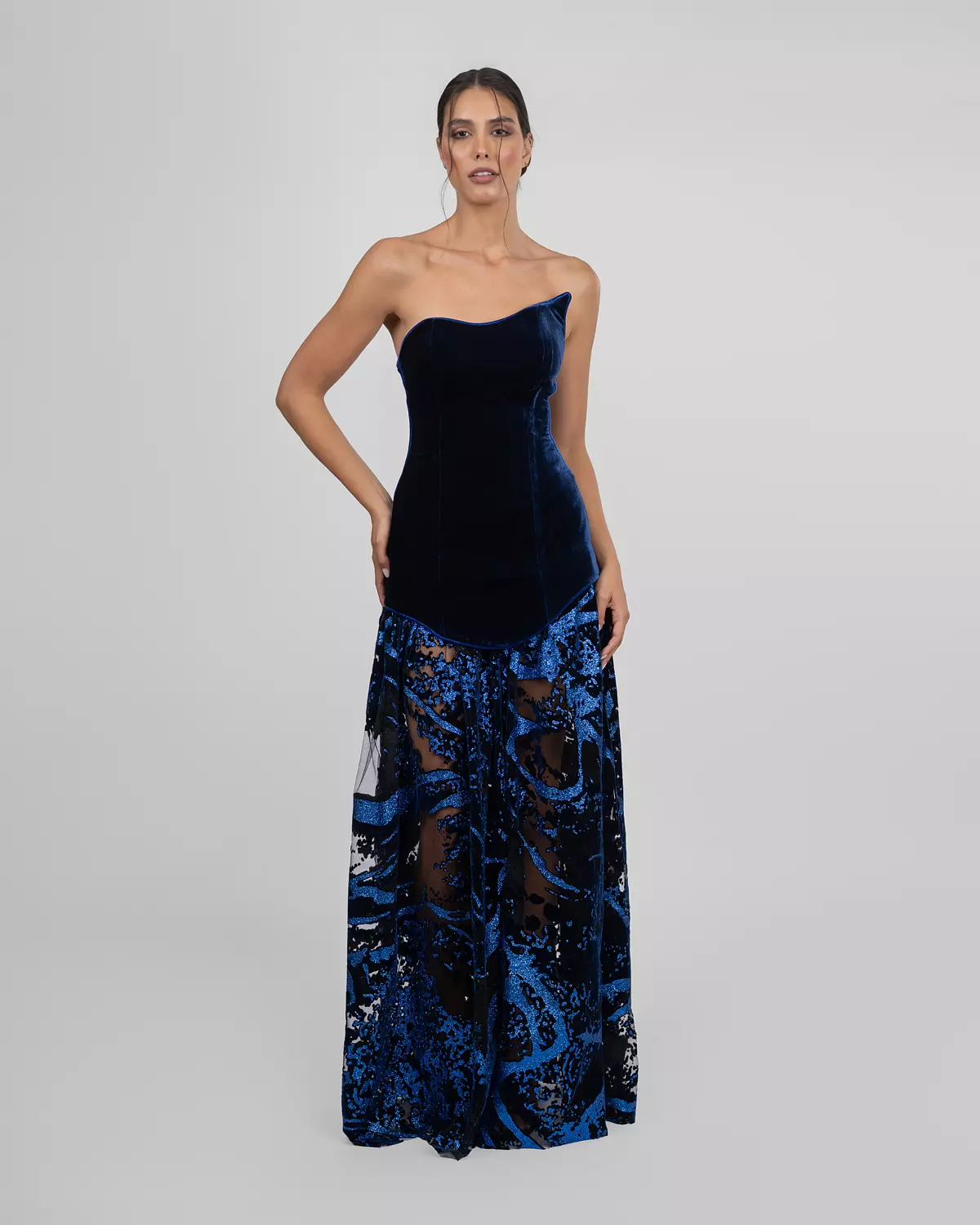 Velvet Statement Strapless Gown image